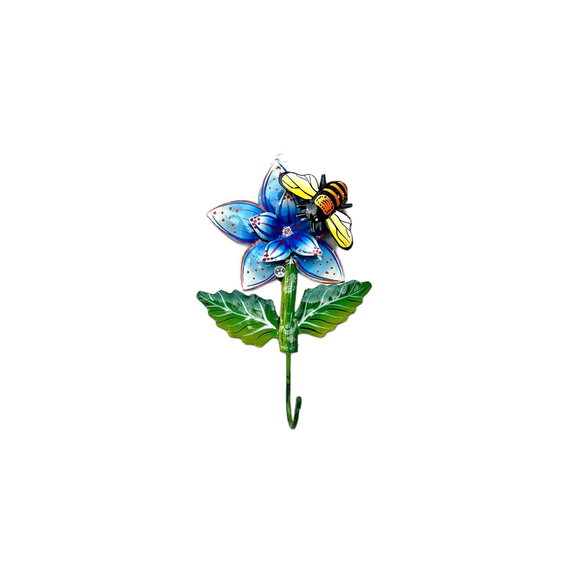 Blue Flower and Bee Wall Hook