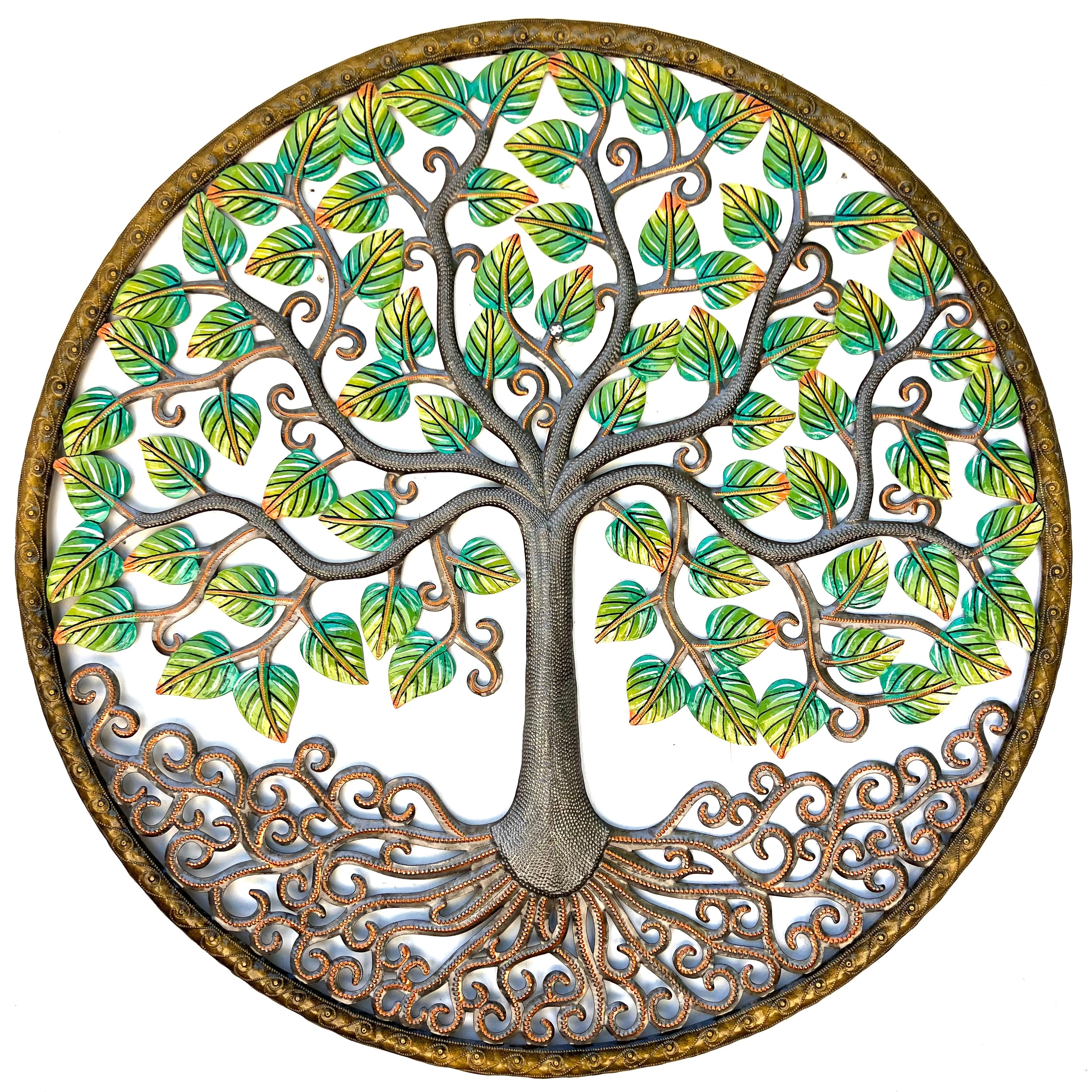 Grezil- Round Jumbo Bronze Color Leaf Tree #1