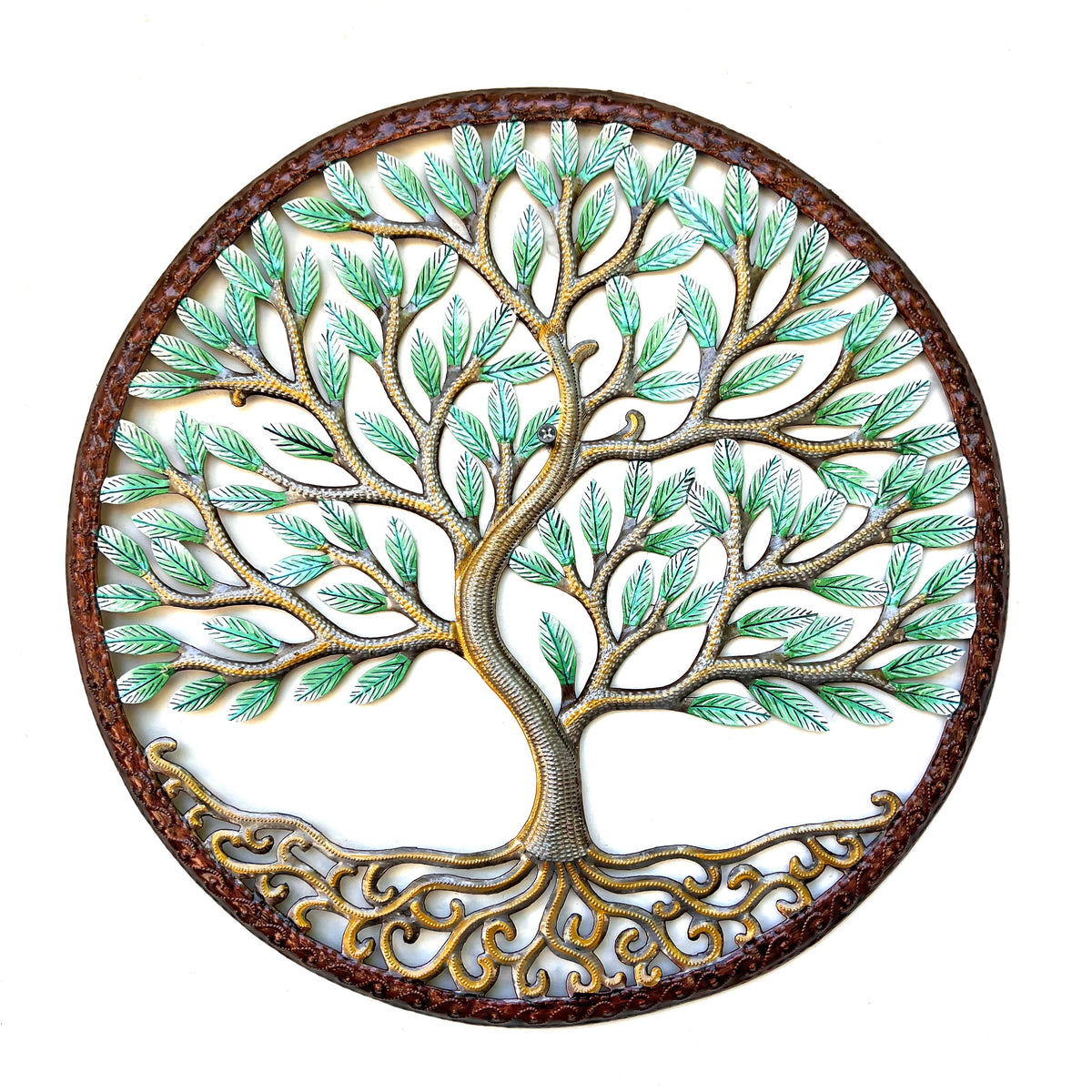 Nesmy- Round Bronze- Green Tree – Papillon Wholesale
