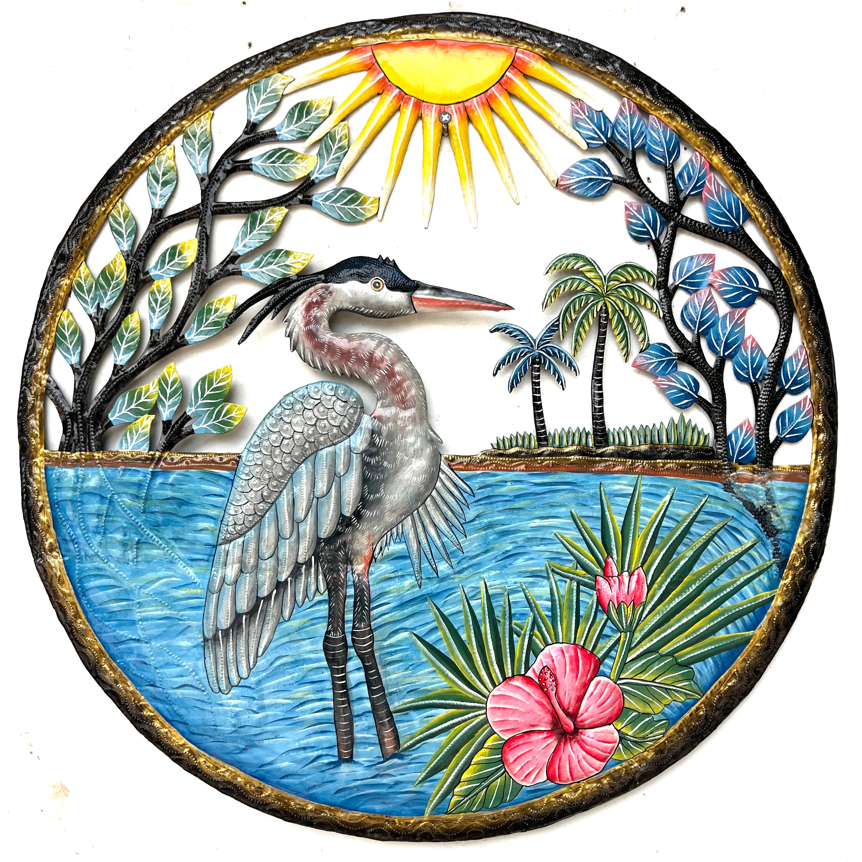 Jean Marie- Jumbo Painted Heron In The Sea