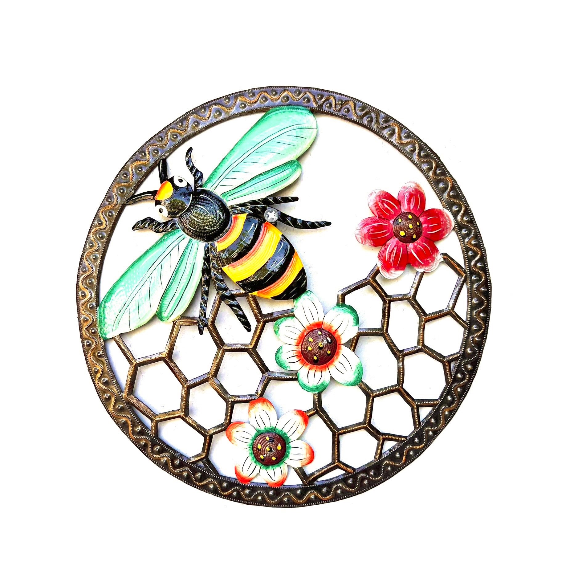 Circle Flying Bee-Flowers #1