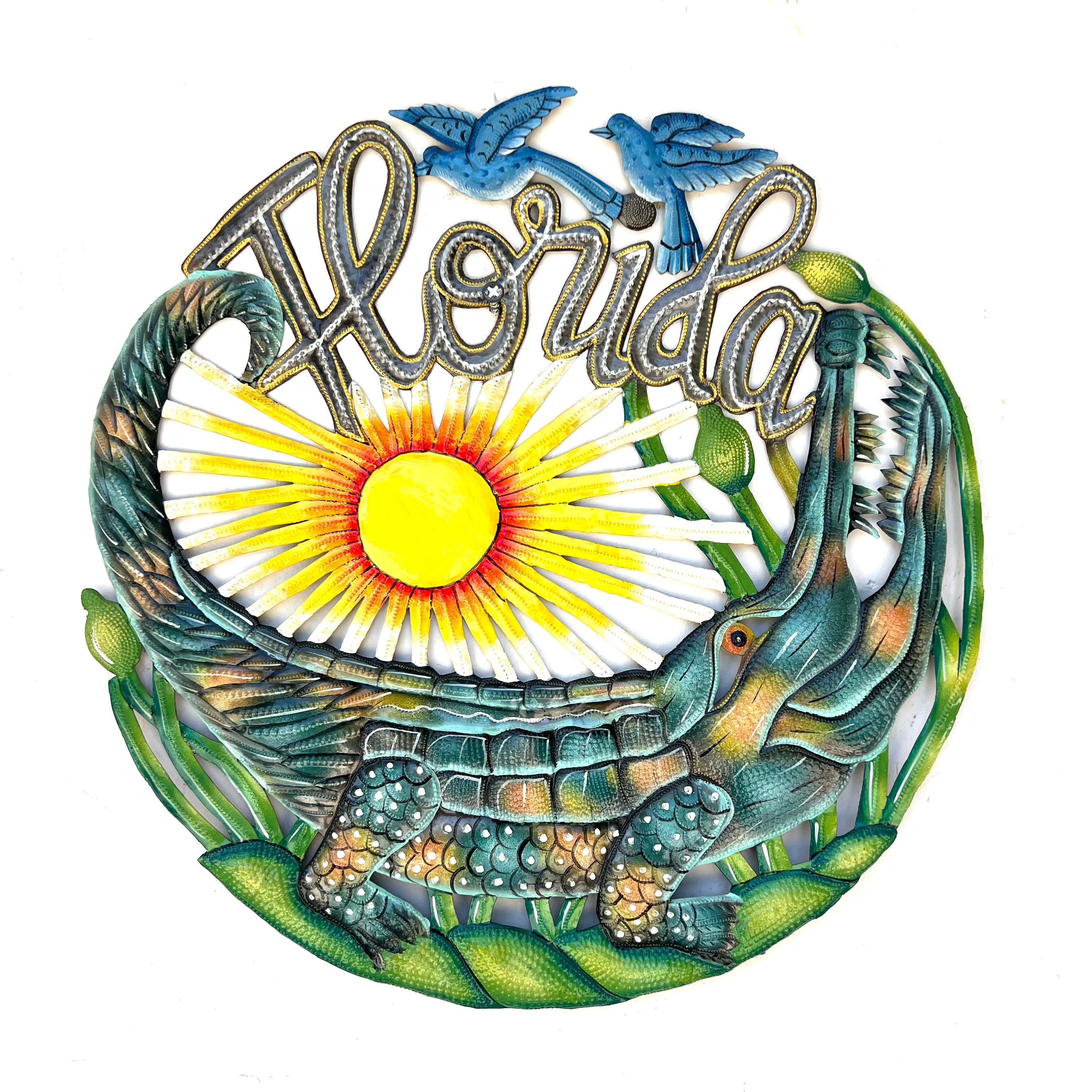 Large Florida Gator Round- Blue Birds