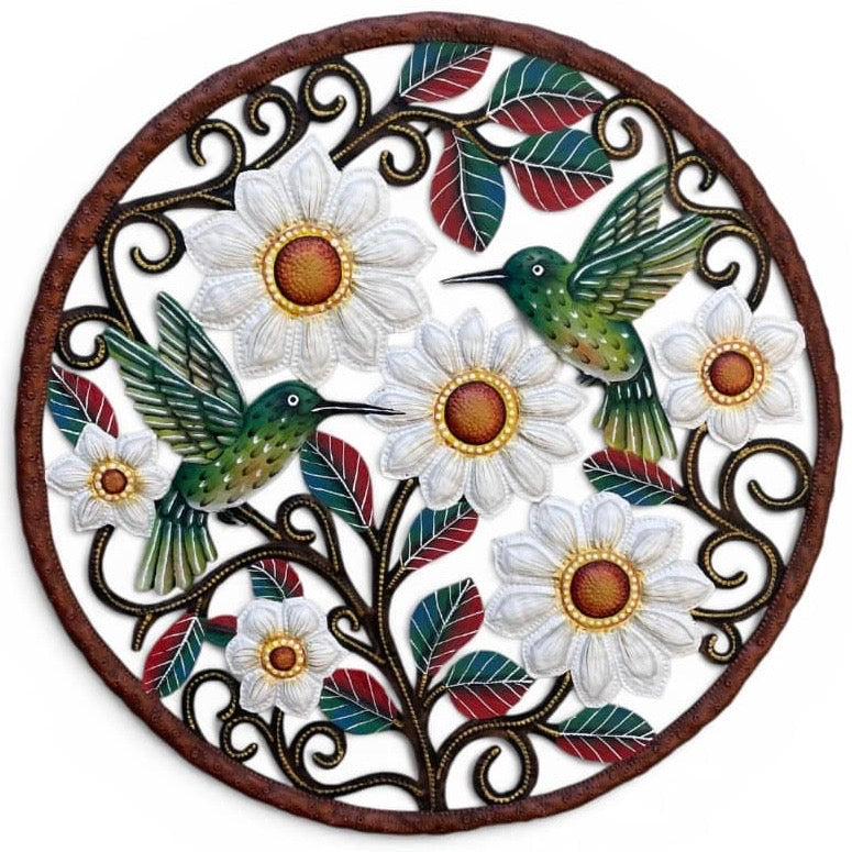 Achelet- Jumbo Round Bronze Hummingbird Flowers
