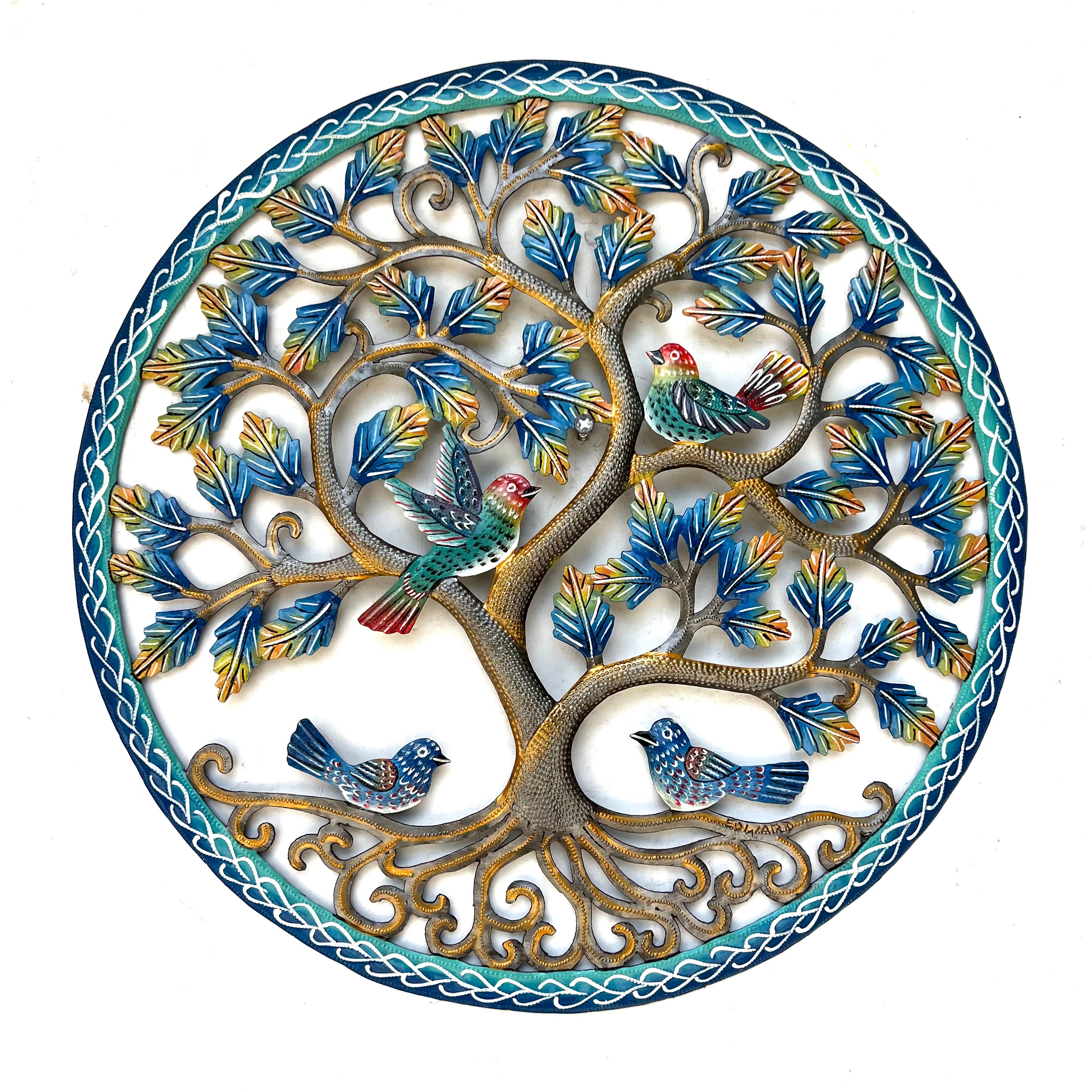 Dieudonne Edwa- Round Blue Tree And Birds