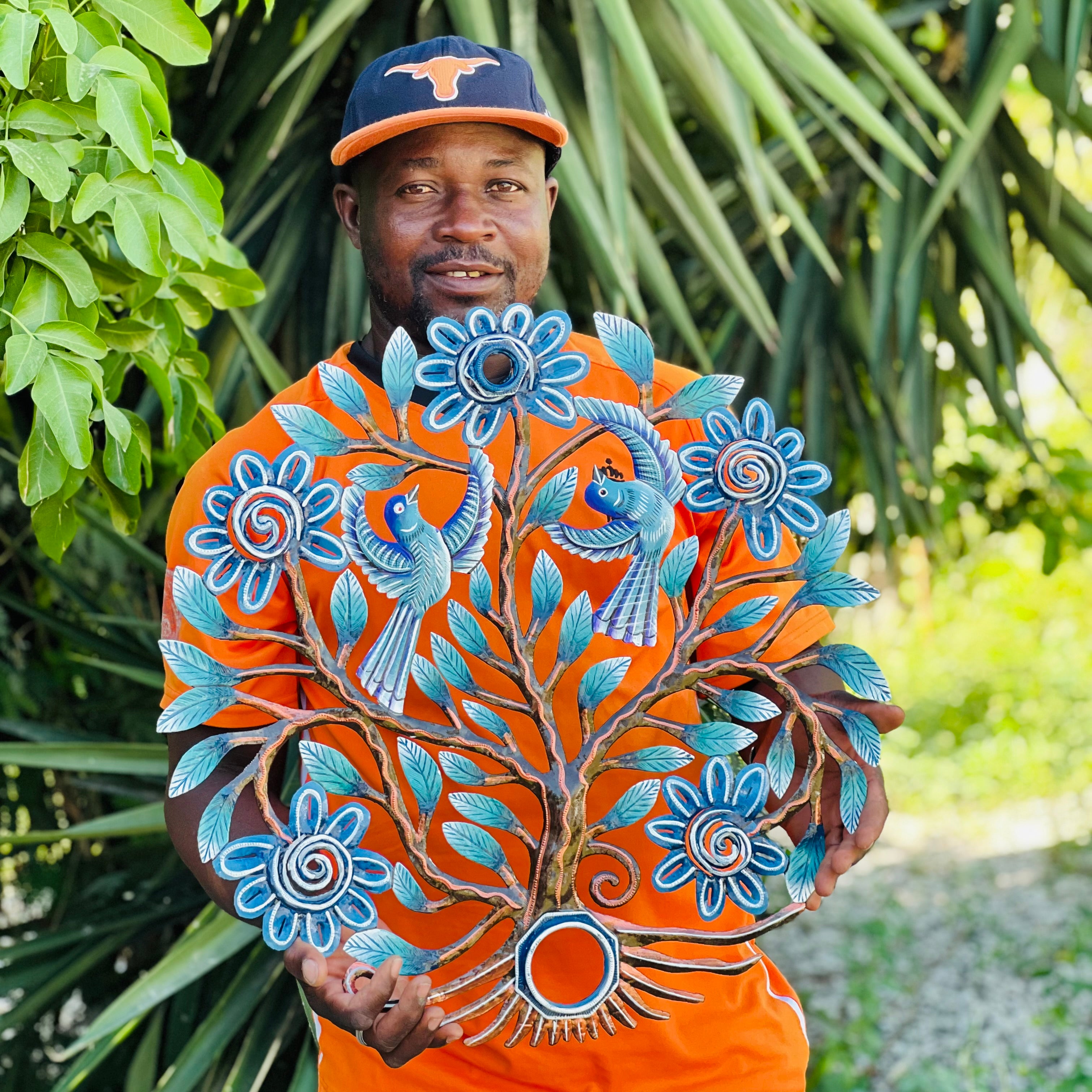 Oil Top Drum Blue Bird & Tree