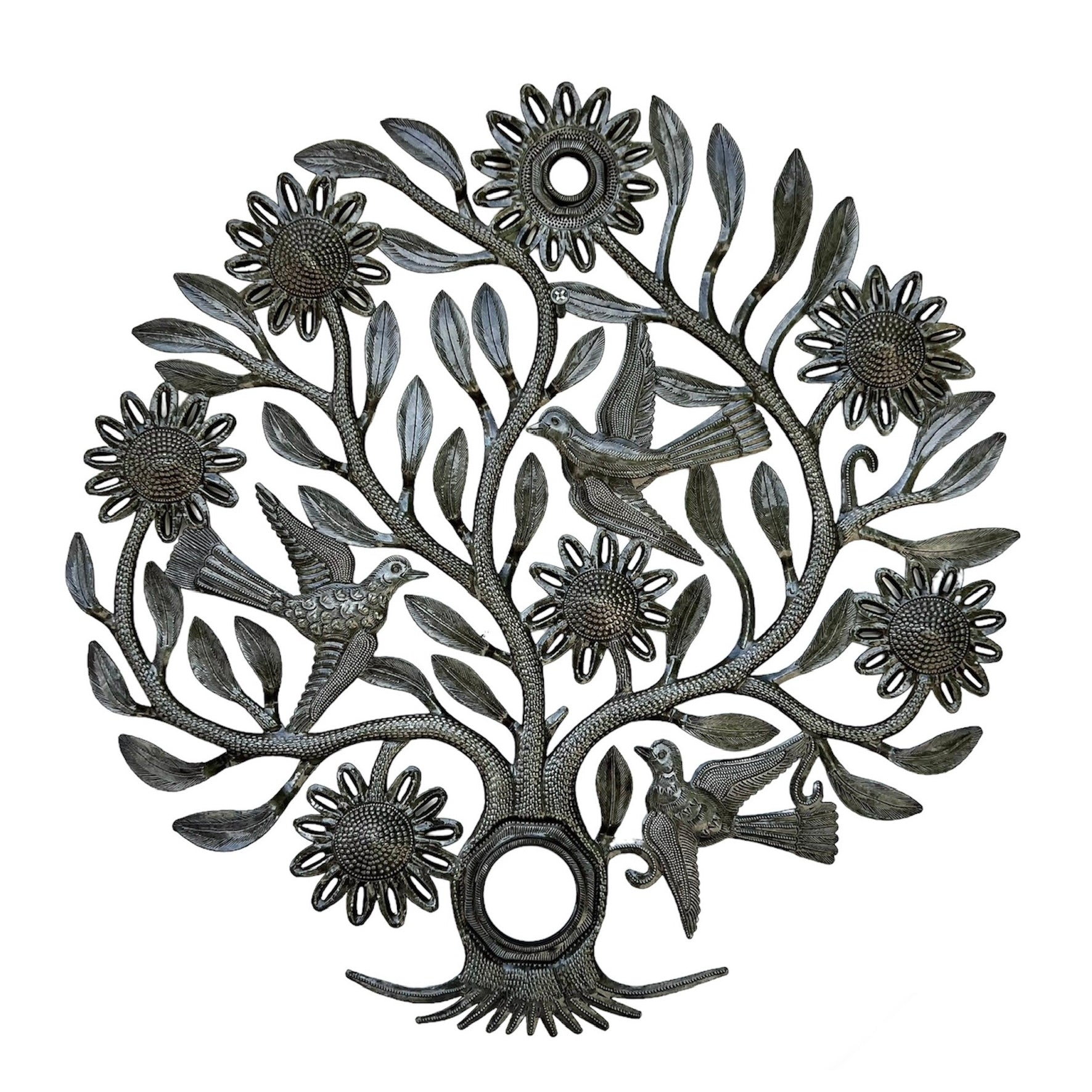 Oil Top Drum Tree And Birds