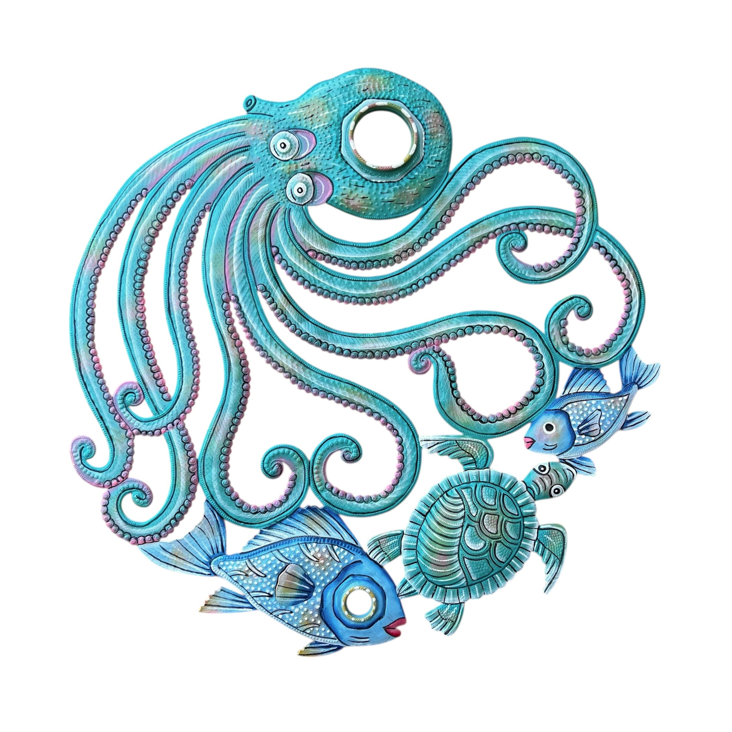 Oil Top Drum Turquoise Octopus