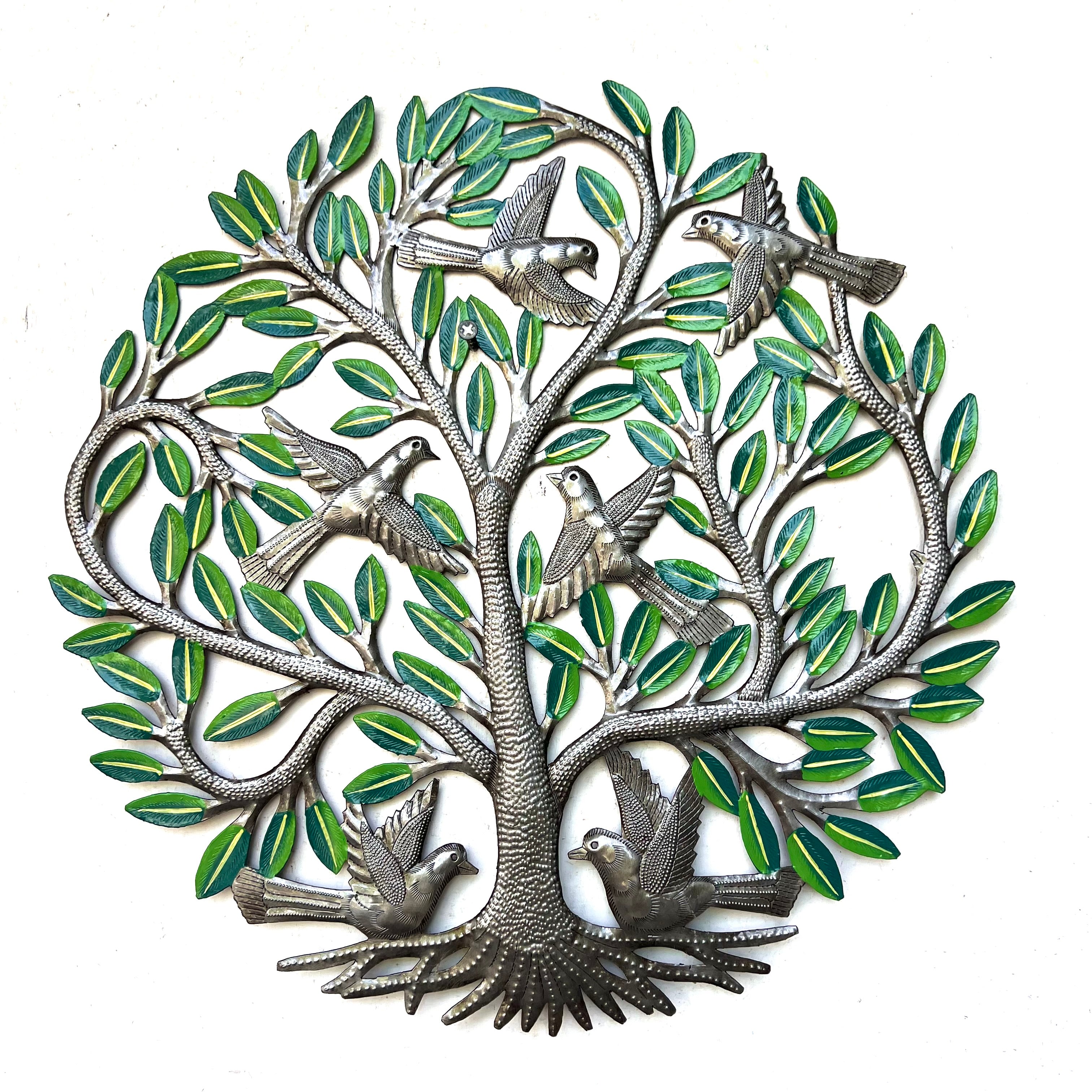 Antoine- Green Leaf Tree & Flying Birds