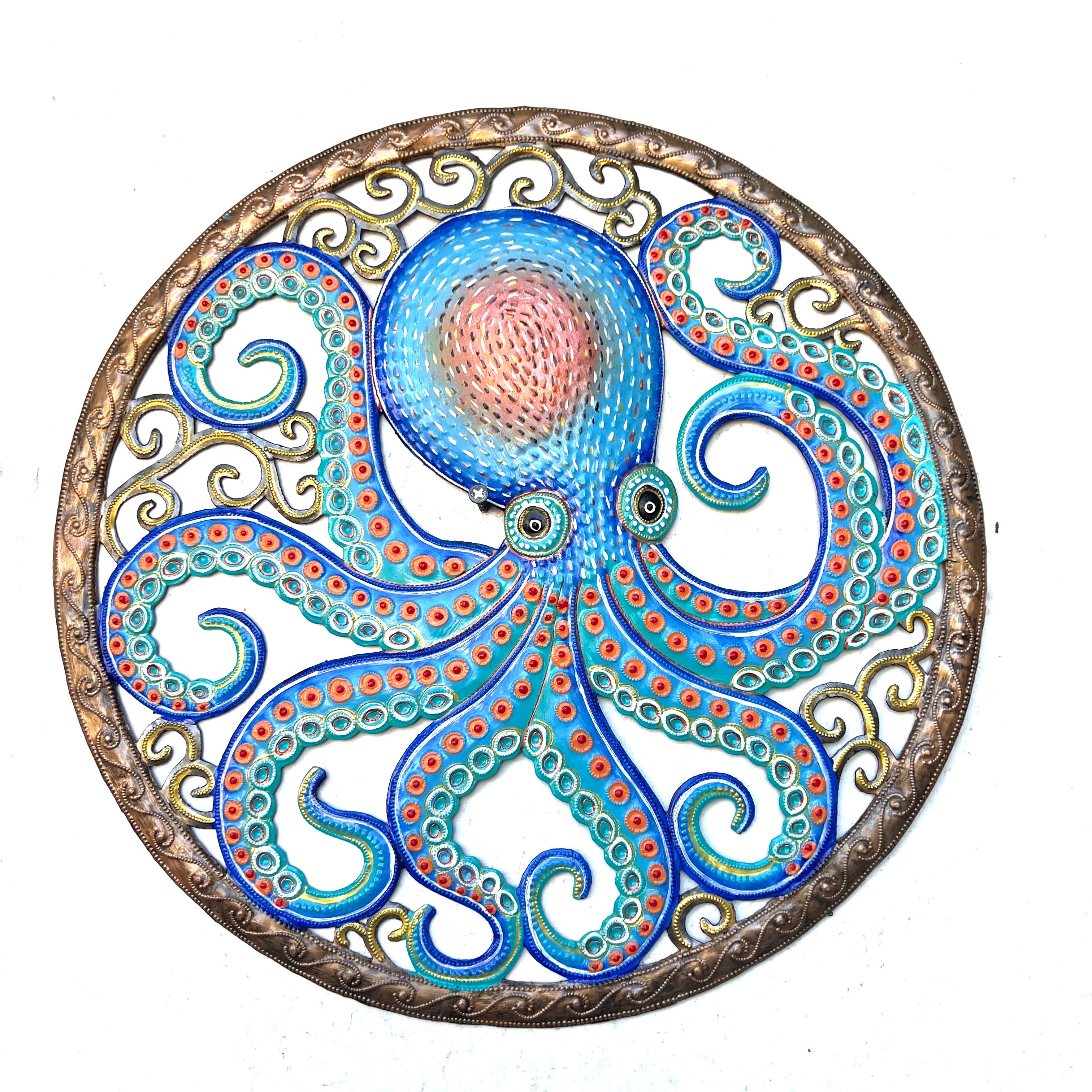 Antoine- Circle Bronze Blue Octopus
