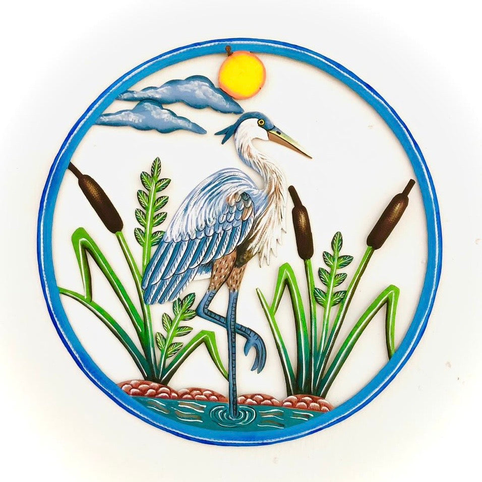 Circle Blue Crane With Sun