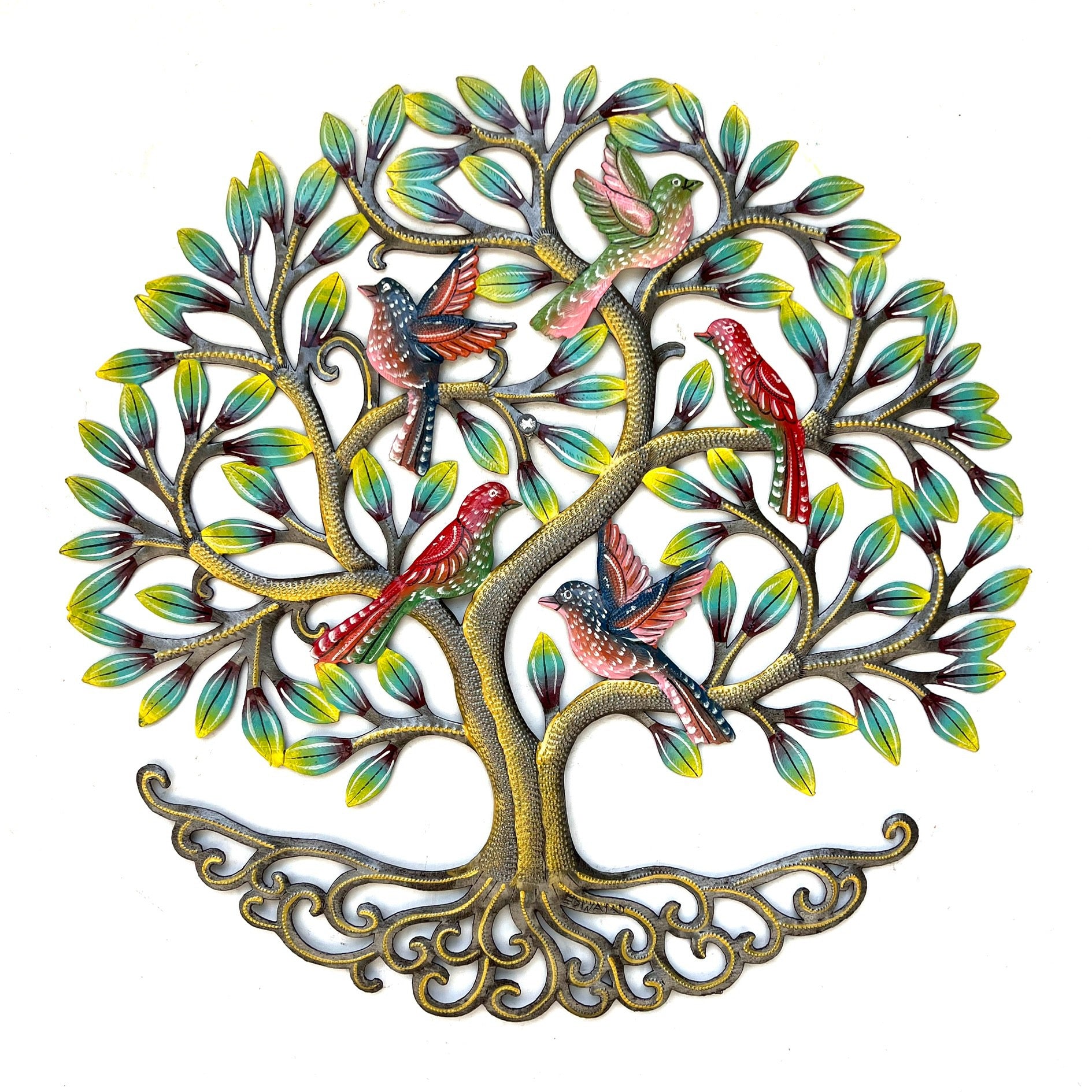 Dieudonne Edwa- Painted Tree And Birds