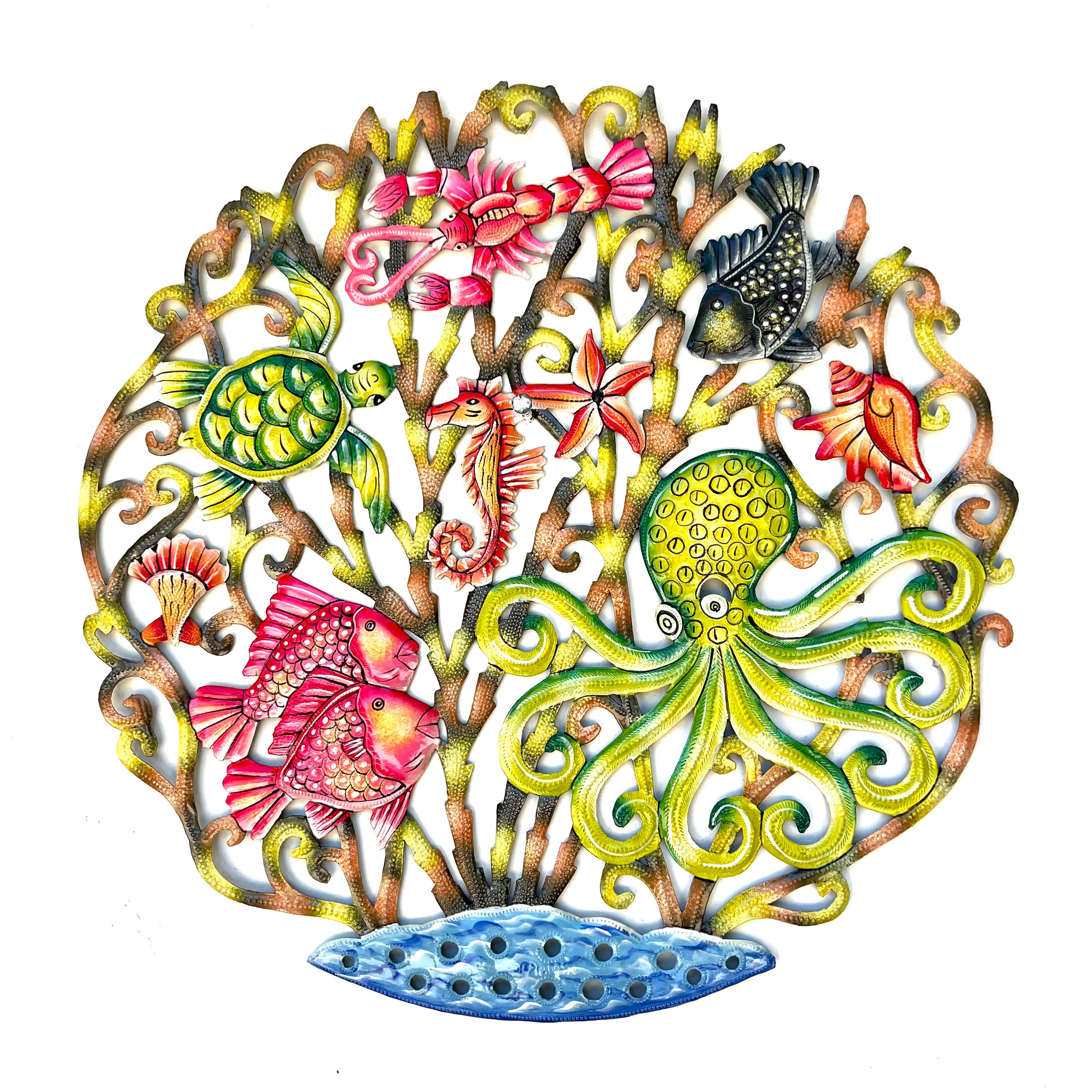 Round Green Octopus & Fish