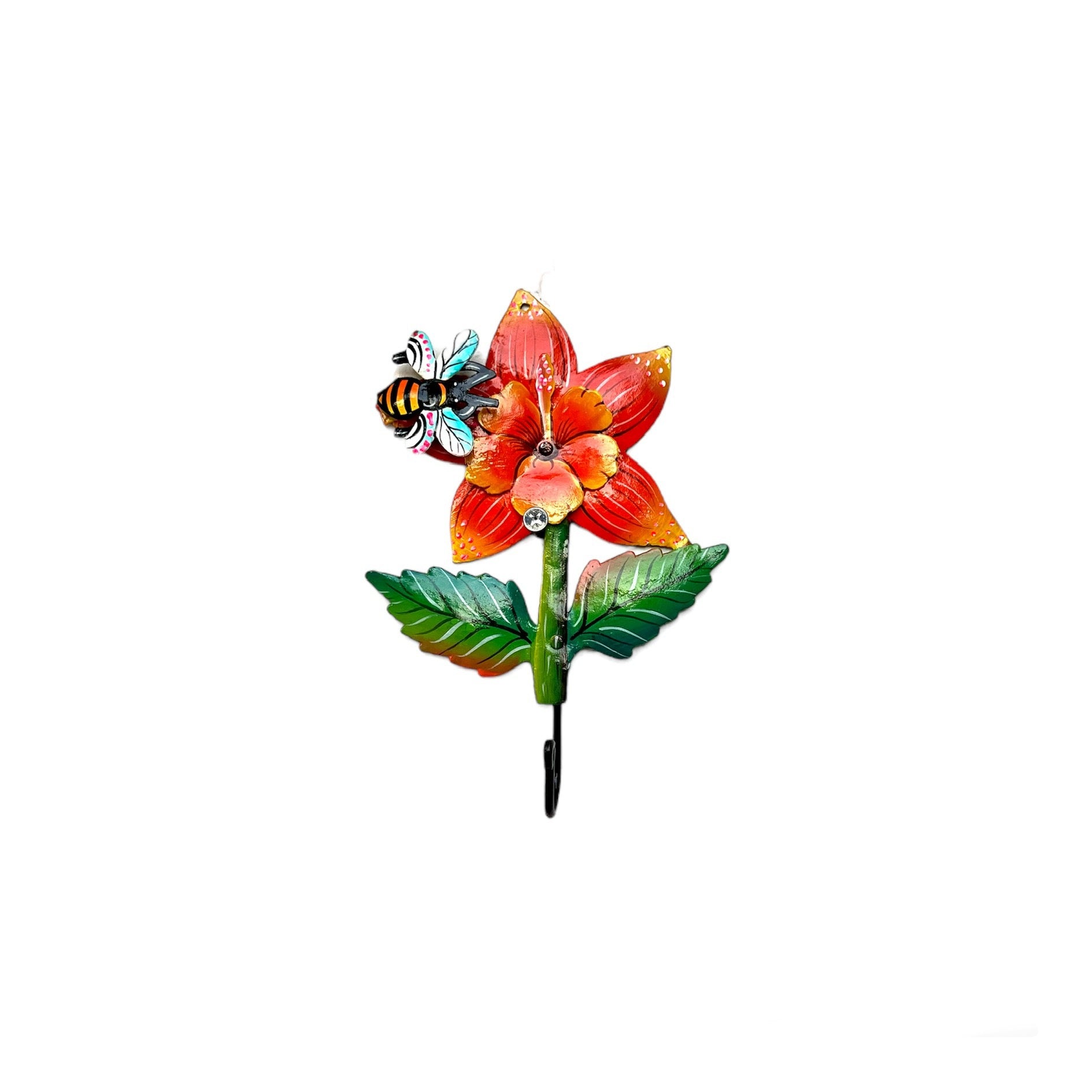 Orange Flower and Bee Wall Hook