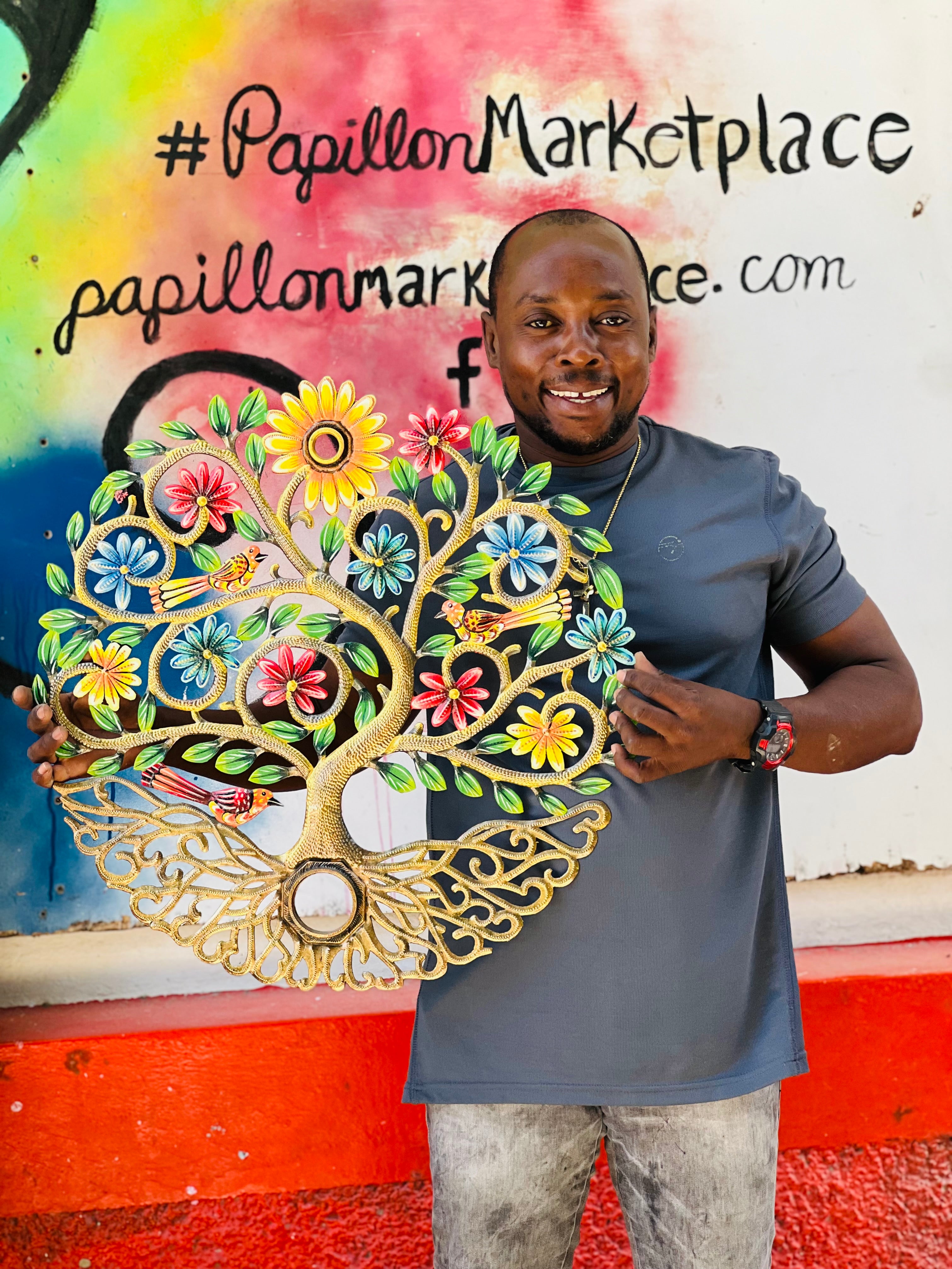 Colbert- Oil Top Drum Green Leaf/Flower Tree