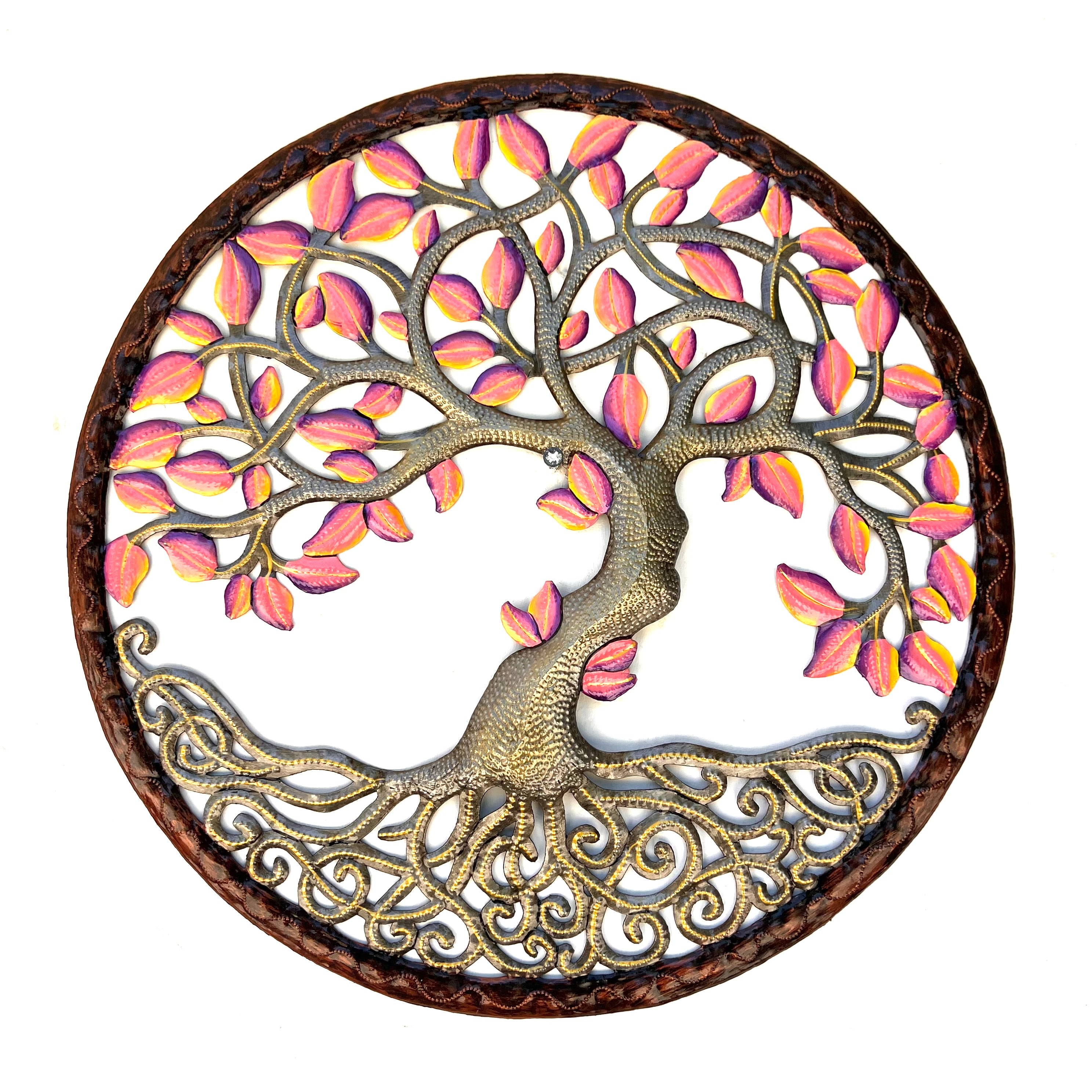 Orilien- Bronze Circle Painted Life Tree #2