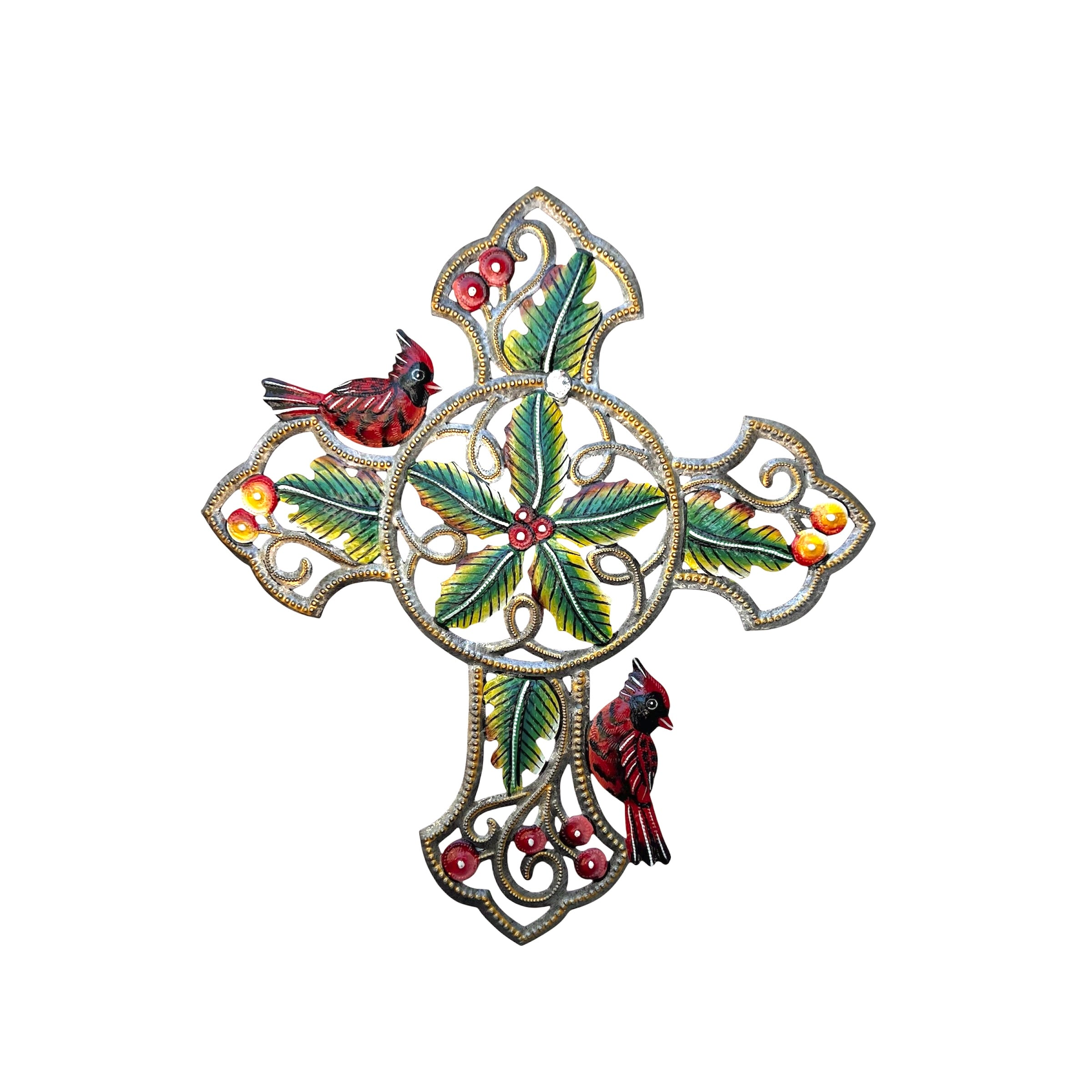 Cross With Red Cardinal Birds