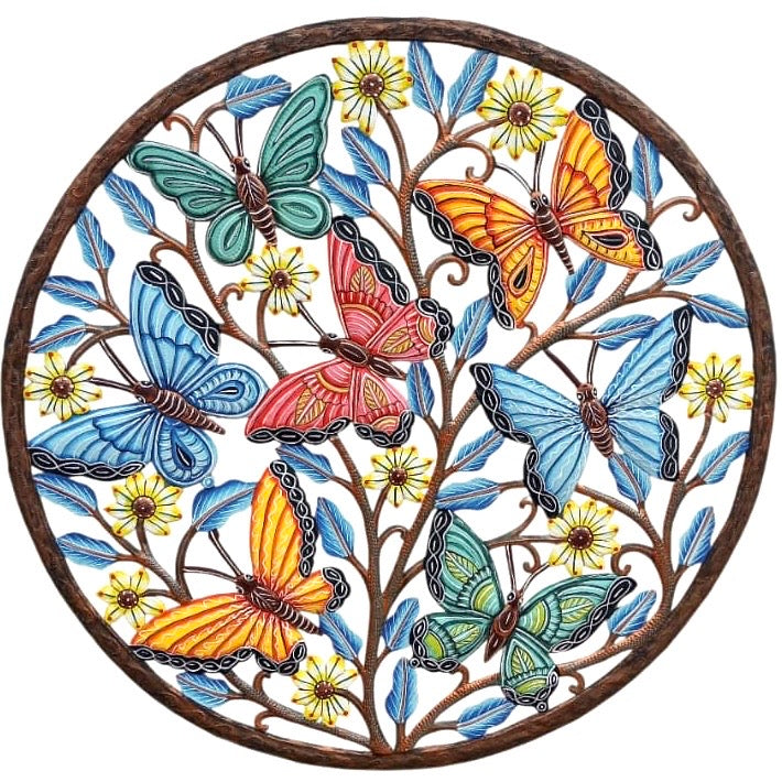 Jeff- Jumbo Circle Bronze Colorful Butterflies