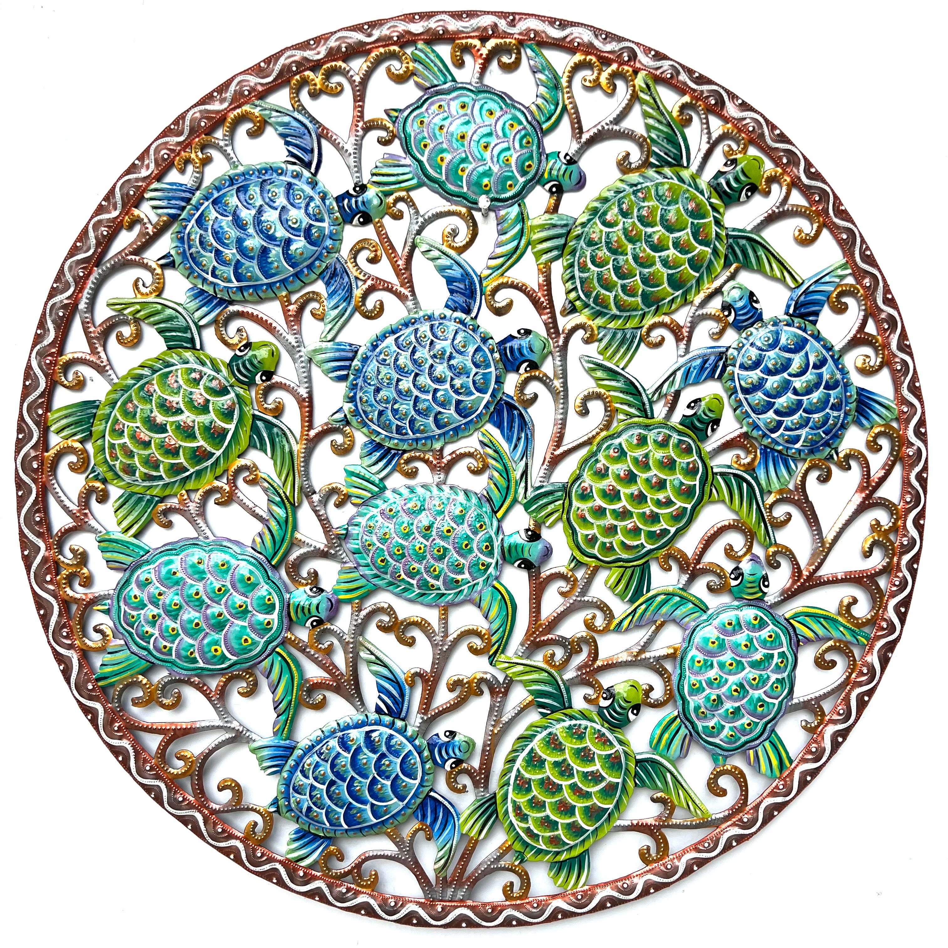 Colbert- Jumbo Round Bronze & Painted Turtles