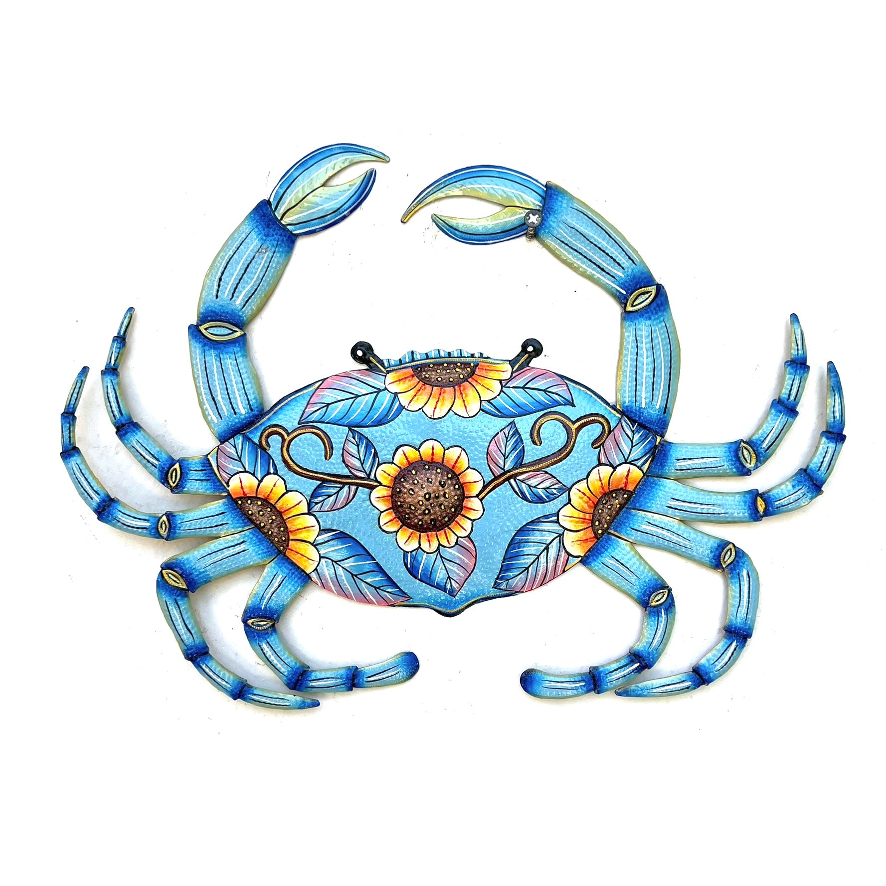 Lucson- Large Blue Crab And Flowers