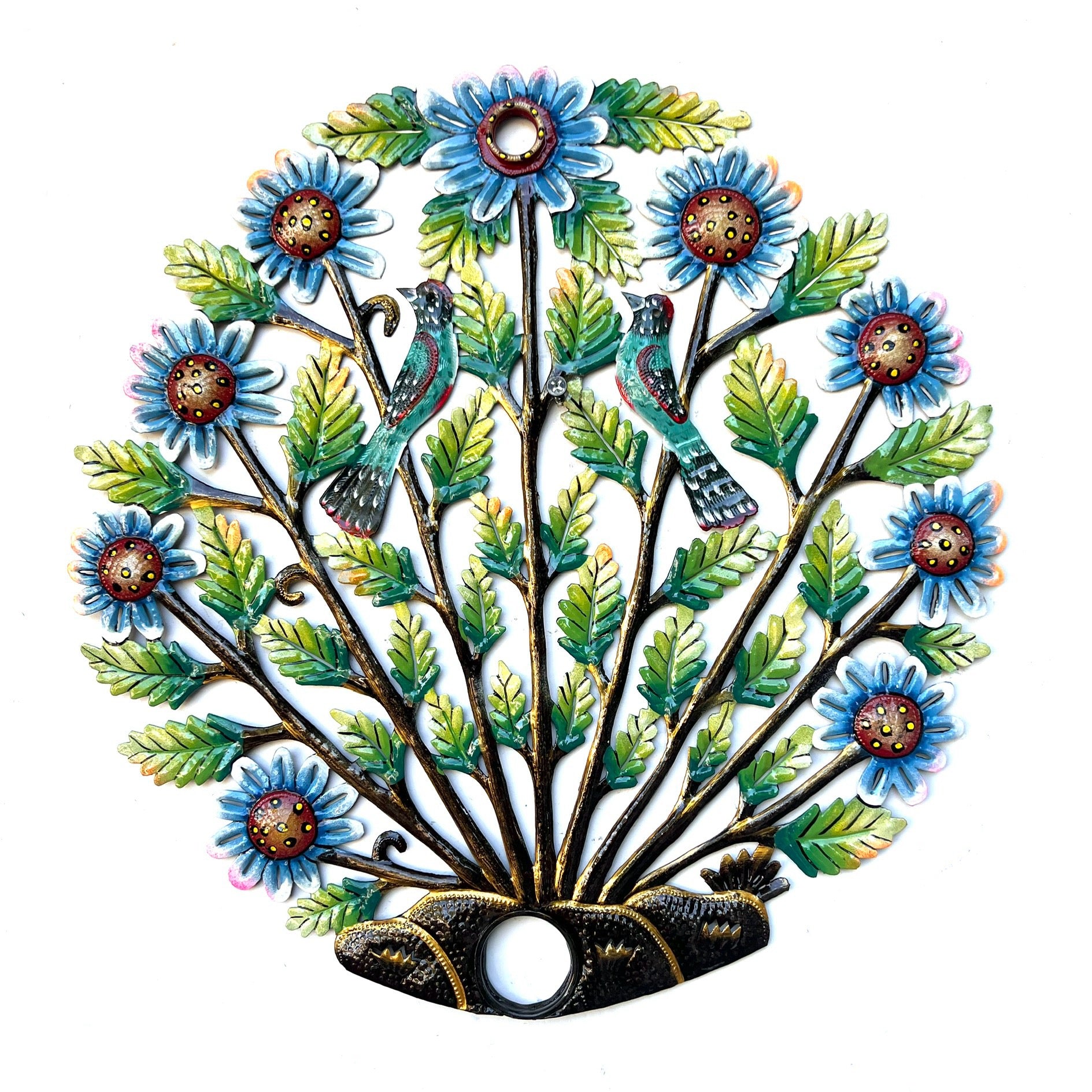 Oil Top Drum Flower Plant & Birds