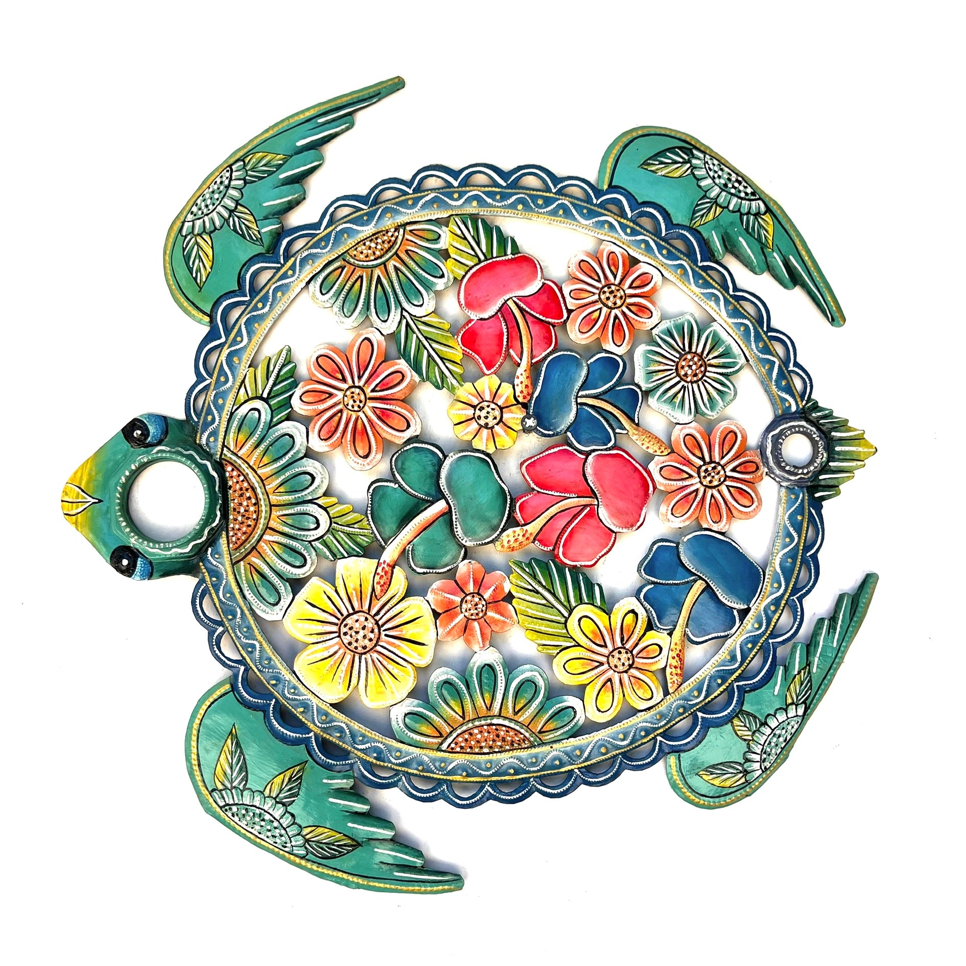 Oil Top Drum Turtle & Hbiscus Flowers