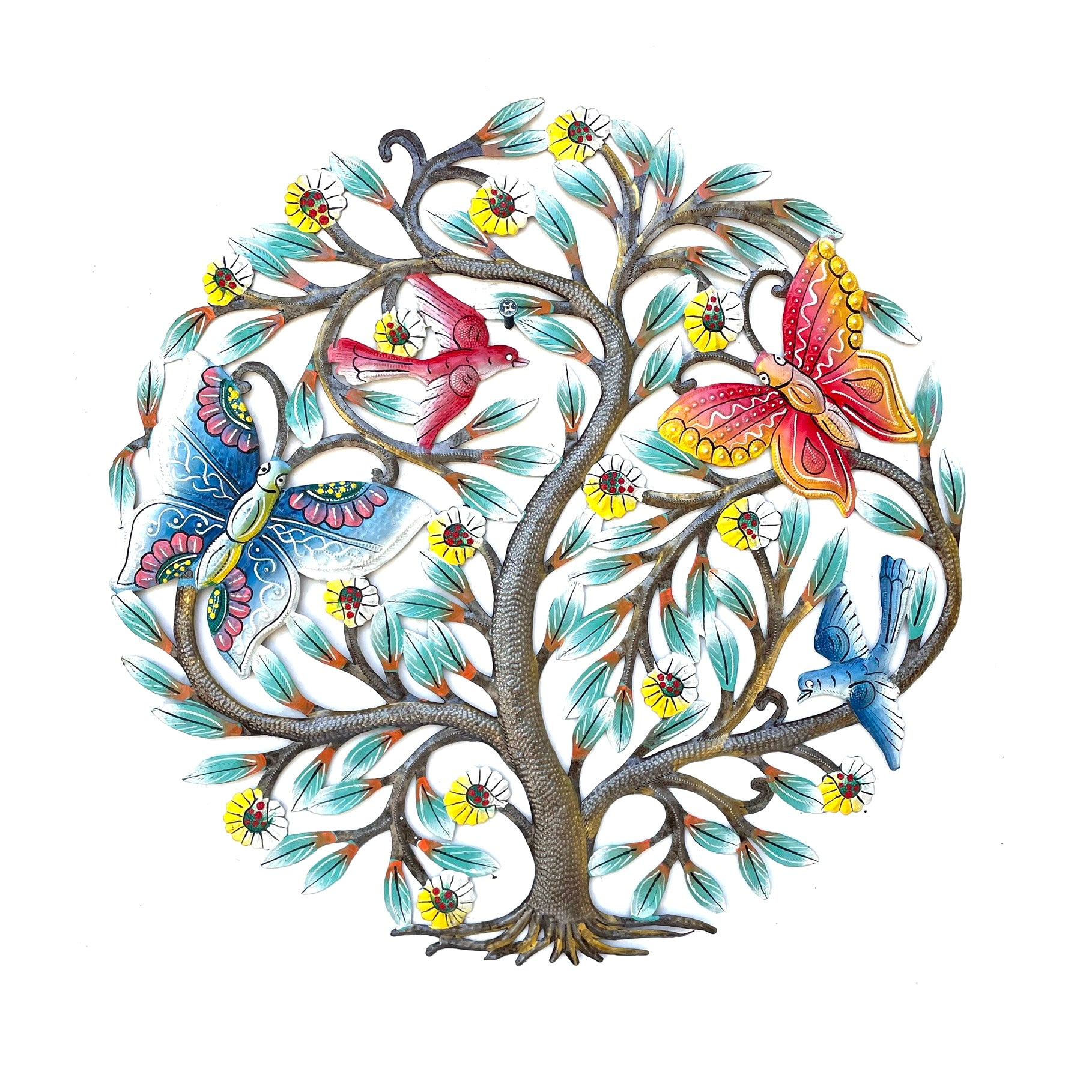 Friendly Butterfly and Birds Tree