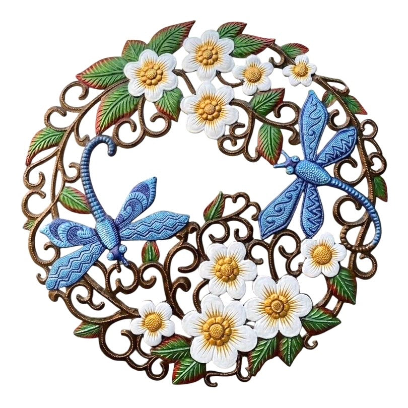 Odson- Two Blue Dragonfly & Flowers