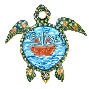 Oil Top Drum Green Sailboat Turtle #1