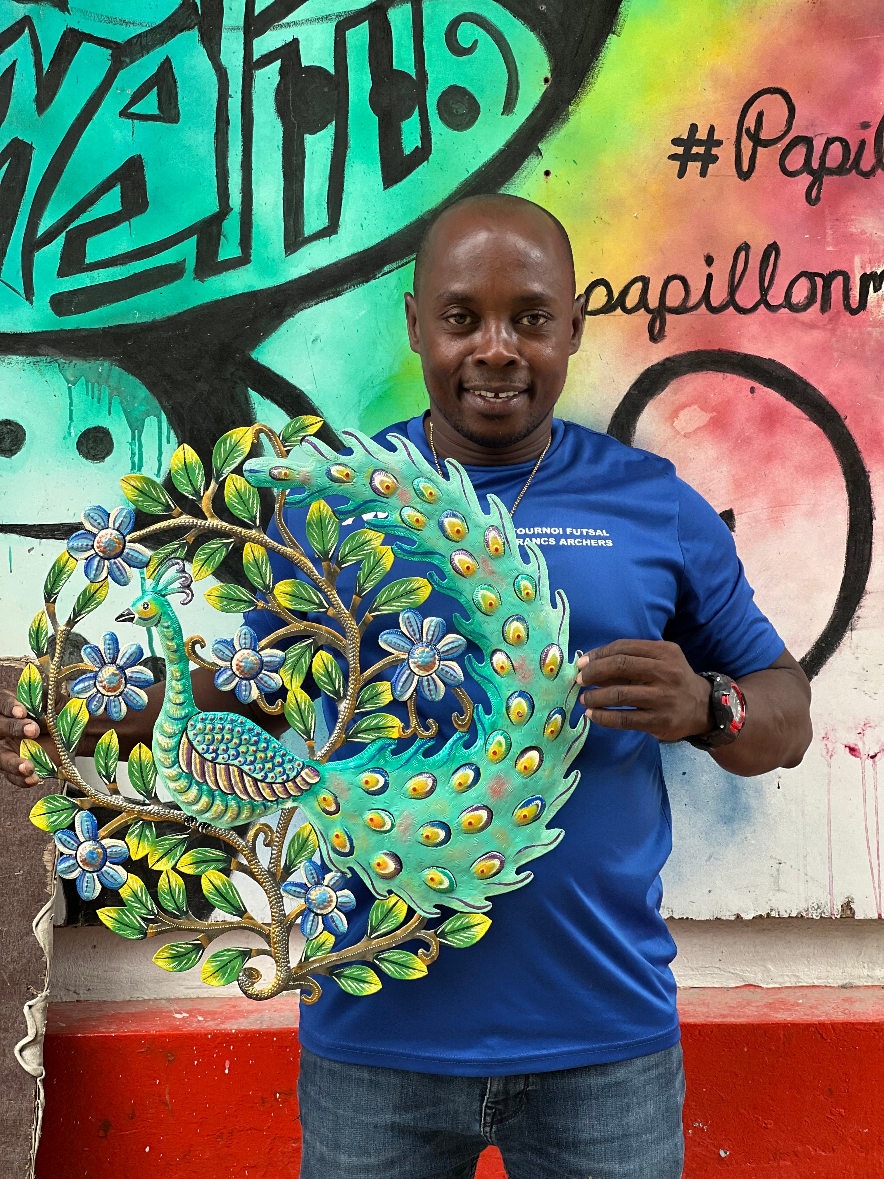 Colbert- Round Painted Peacock