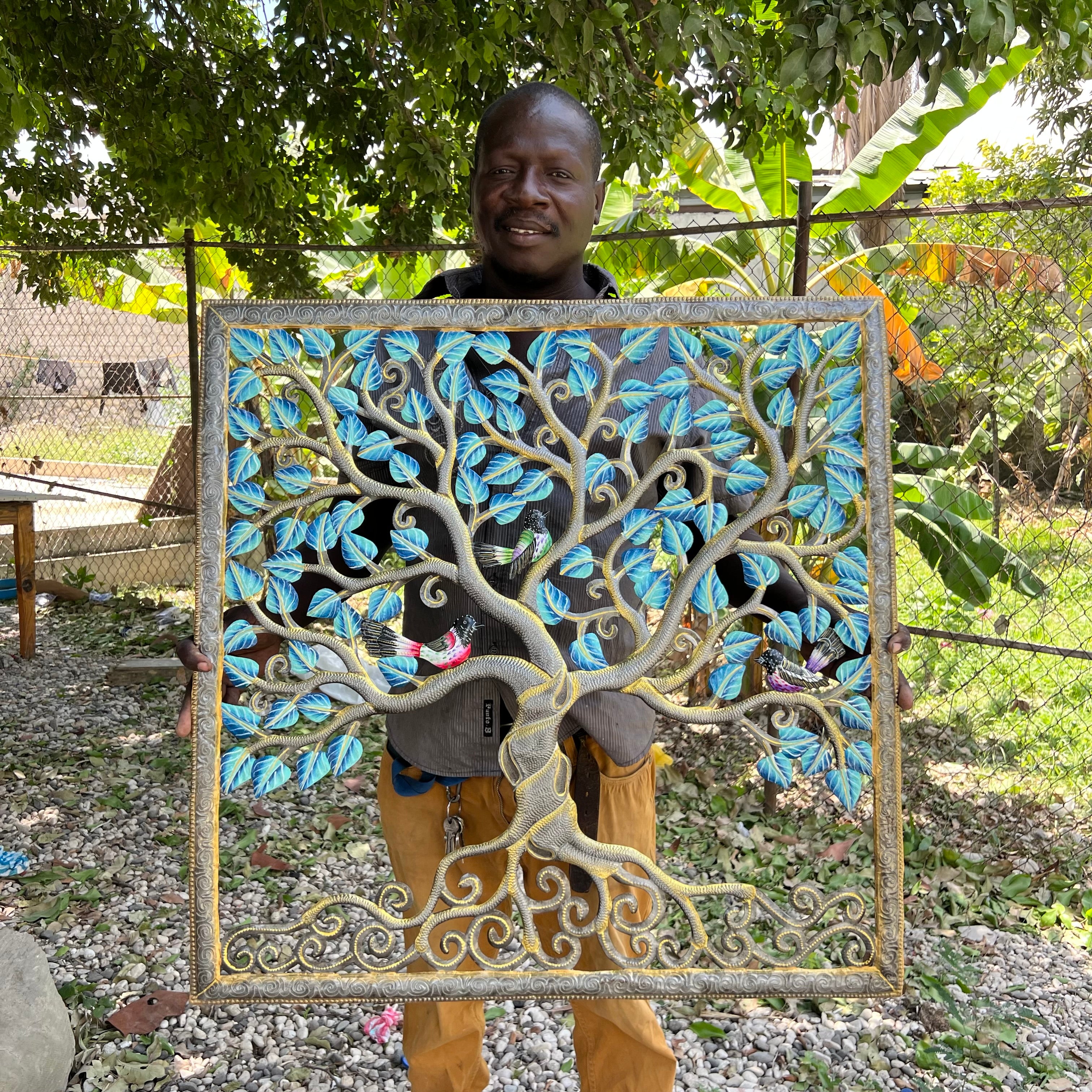 Jumbo- Turquoise Leaf Tree & Birds