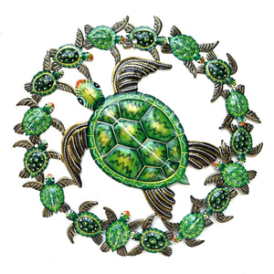 Circle Green Mother & Baby Turtles
