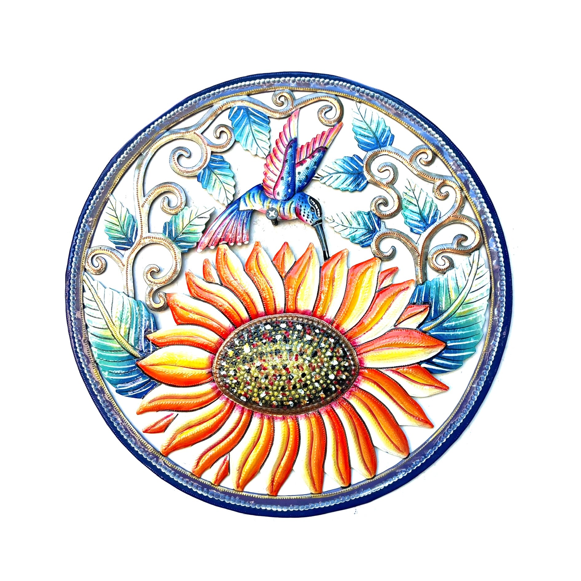 Grezil- Circle Sunflower With Hummingbird #2