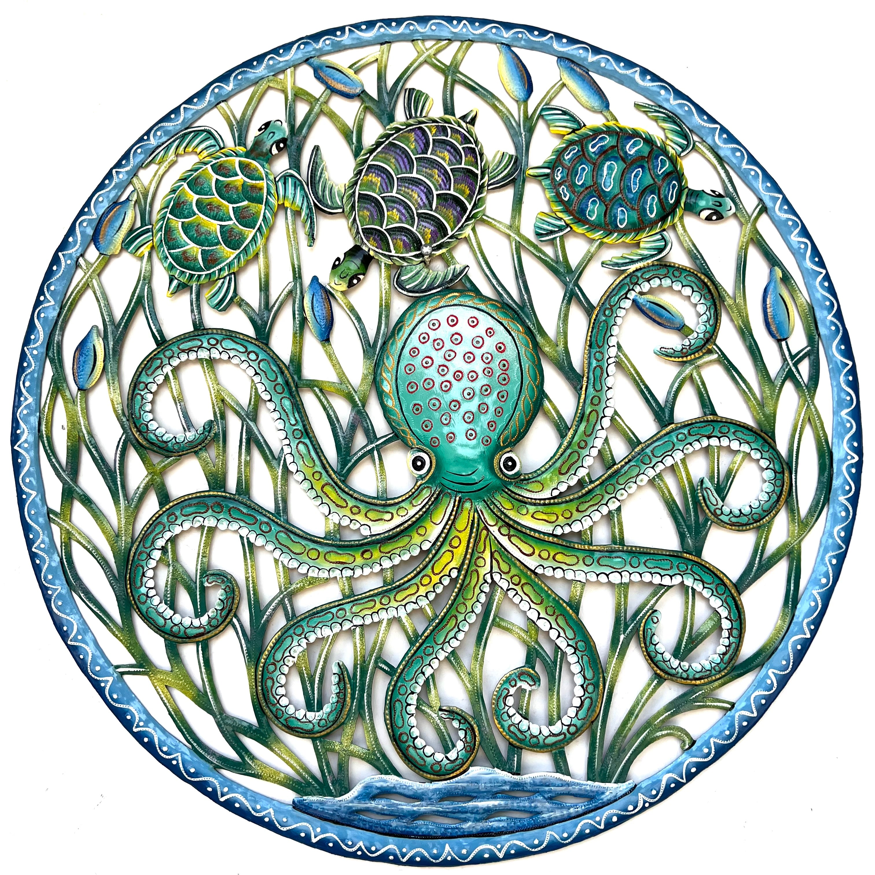 Jumbo- Round Blue Octopus & Turtles