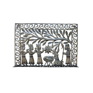 Frame Standing Nativity & Leaf Branch