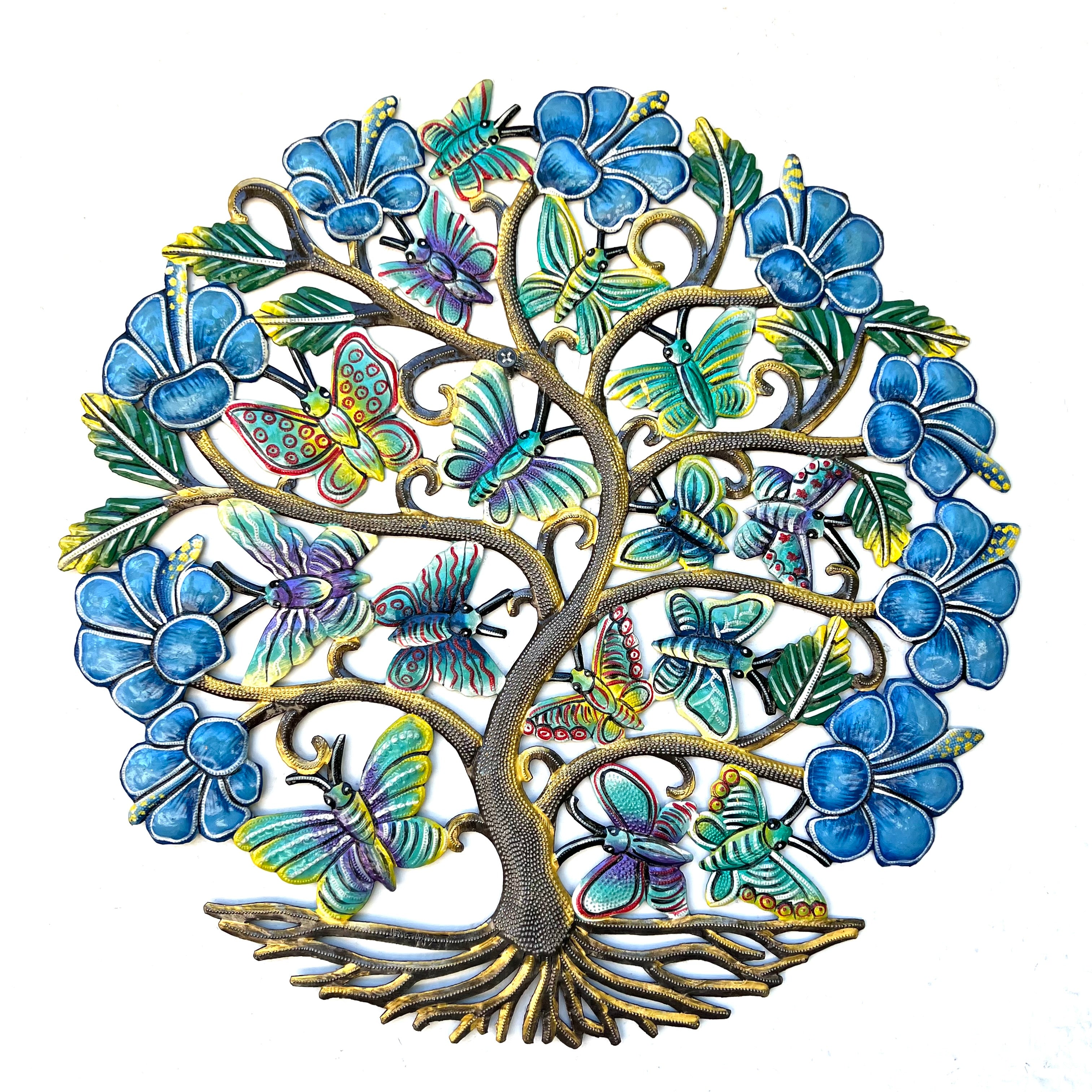Derat- Blue/Bronze & Flying Butterflies Tree