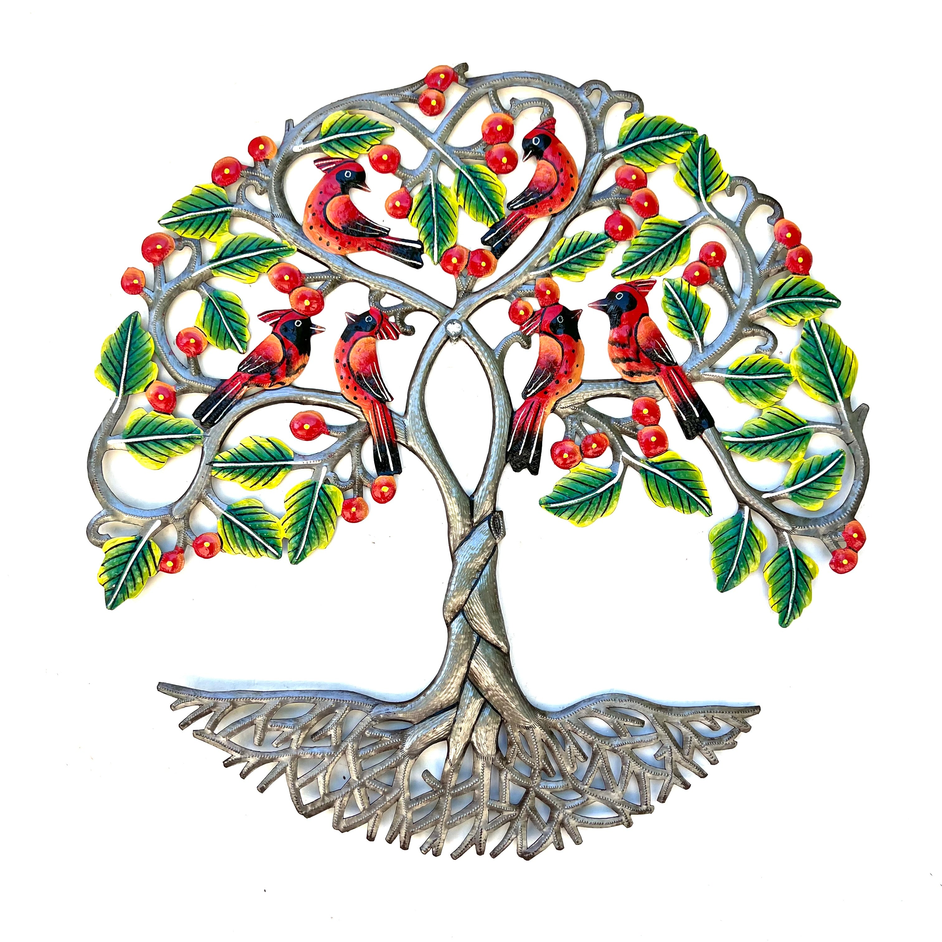 Tree with Red Cardinal Birds