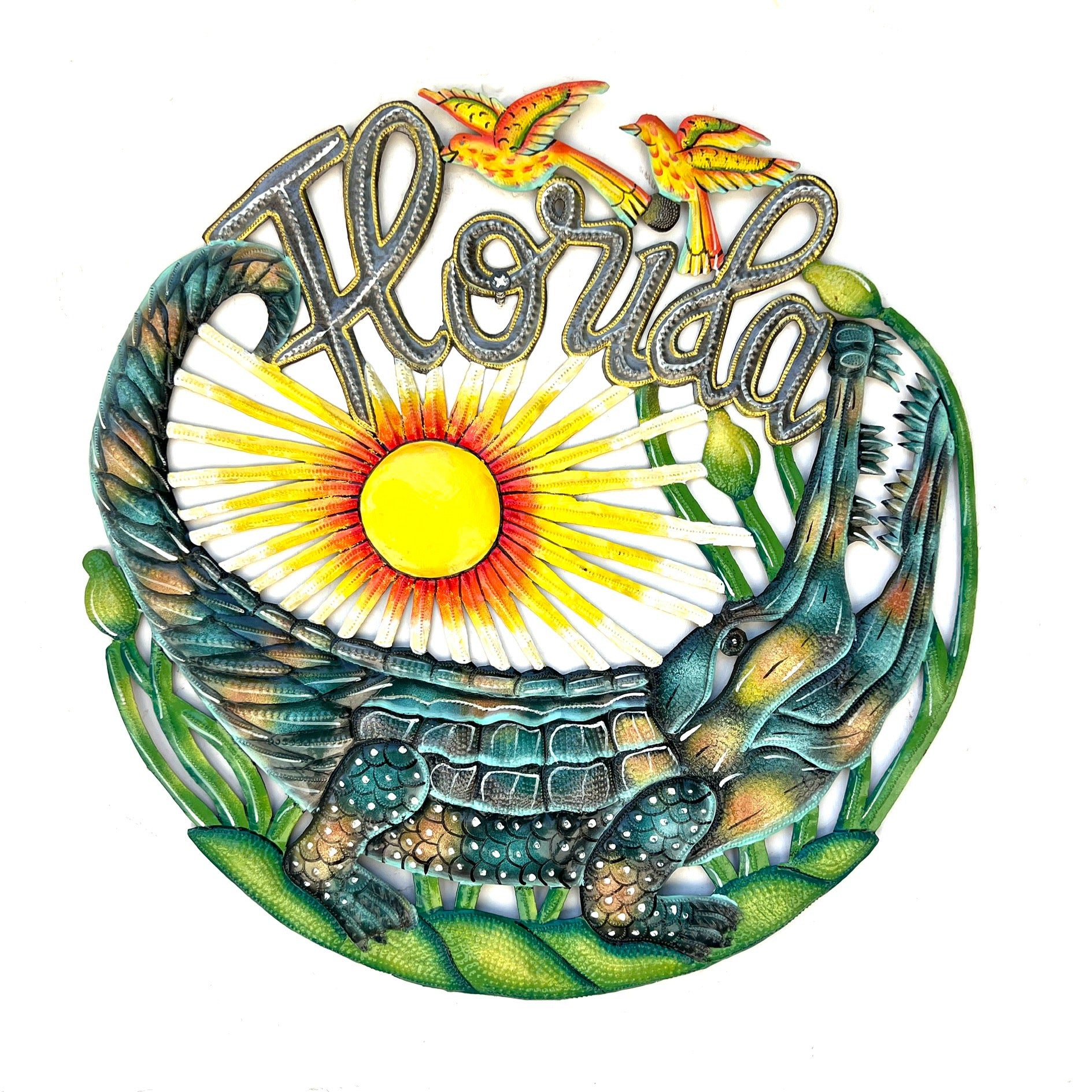 Round Florida Alligator- Yellow Birds