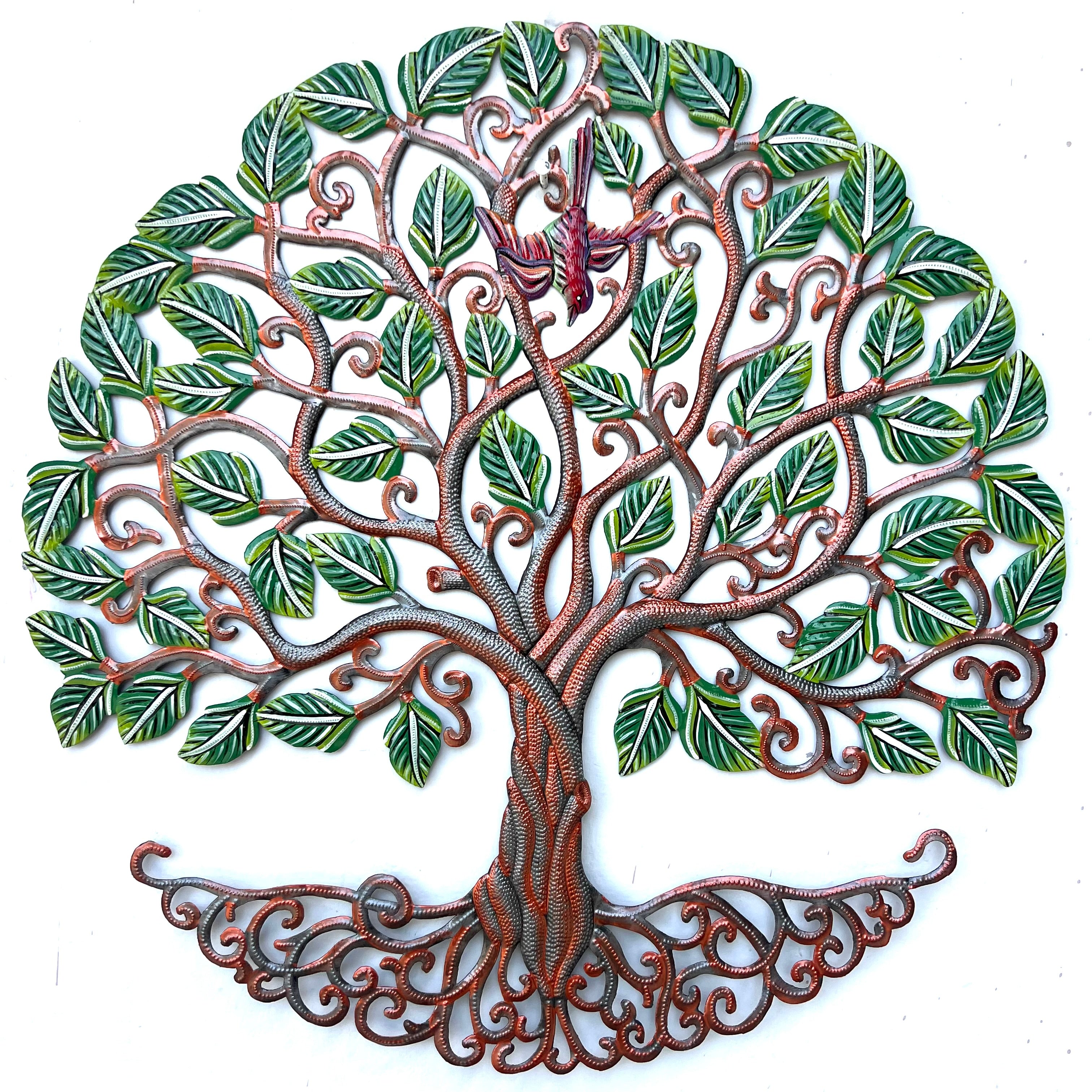 Colbert- Jumbo Bronze Green Leaf Tree & Bird