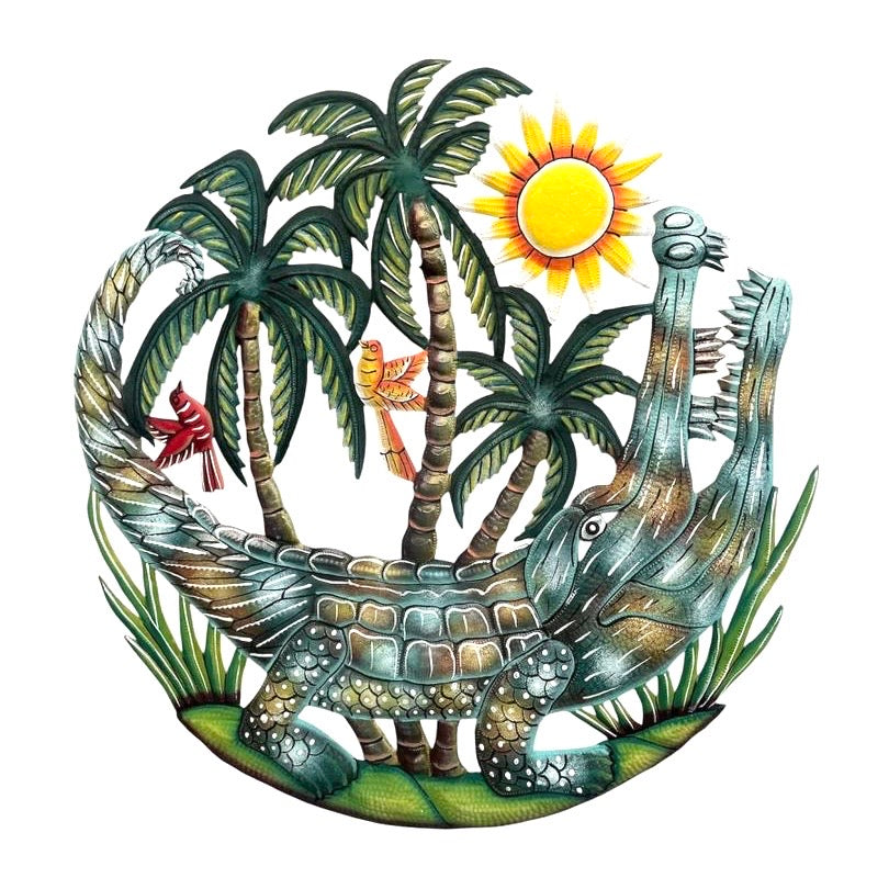 Round Alligator And Coconut Tree