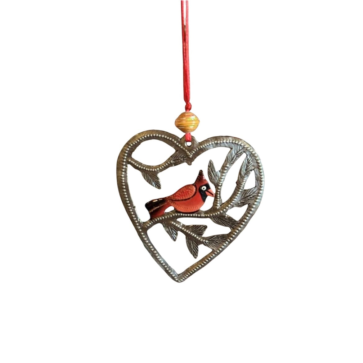 Pauto- Heart Red Cardinal Ornament