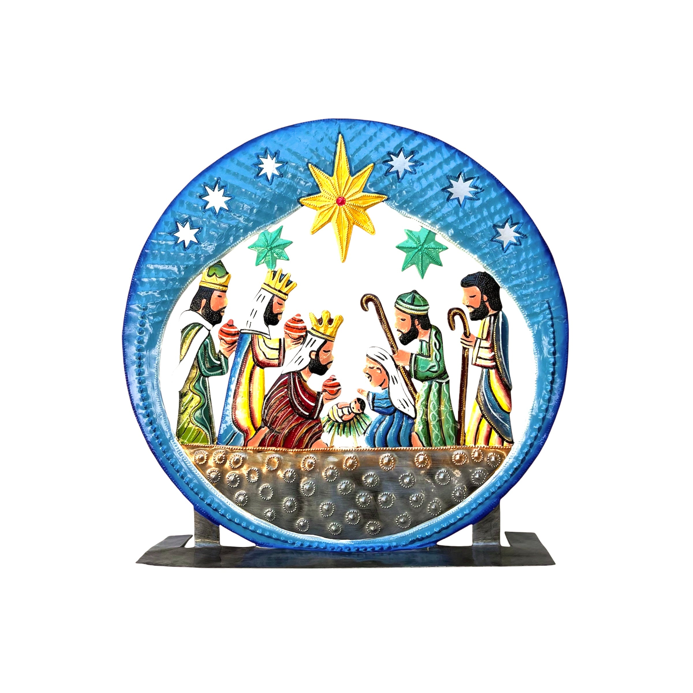 Louis Round Bleu Standing Nativity
