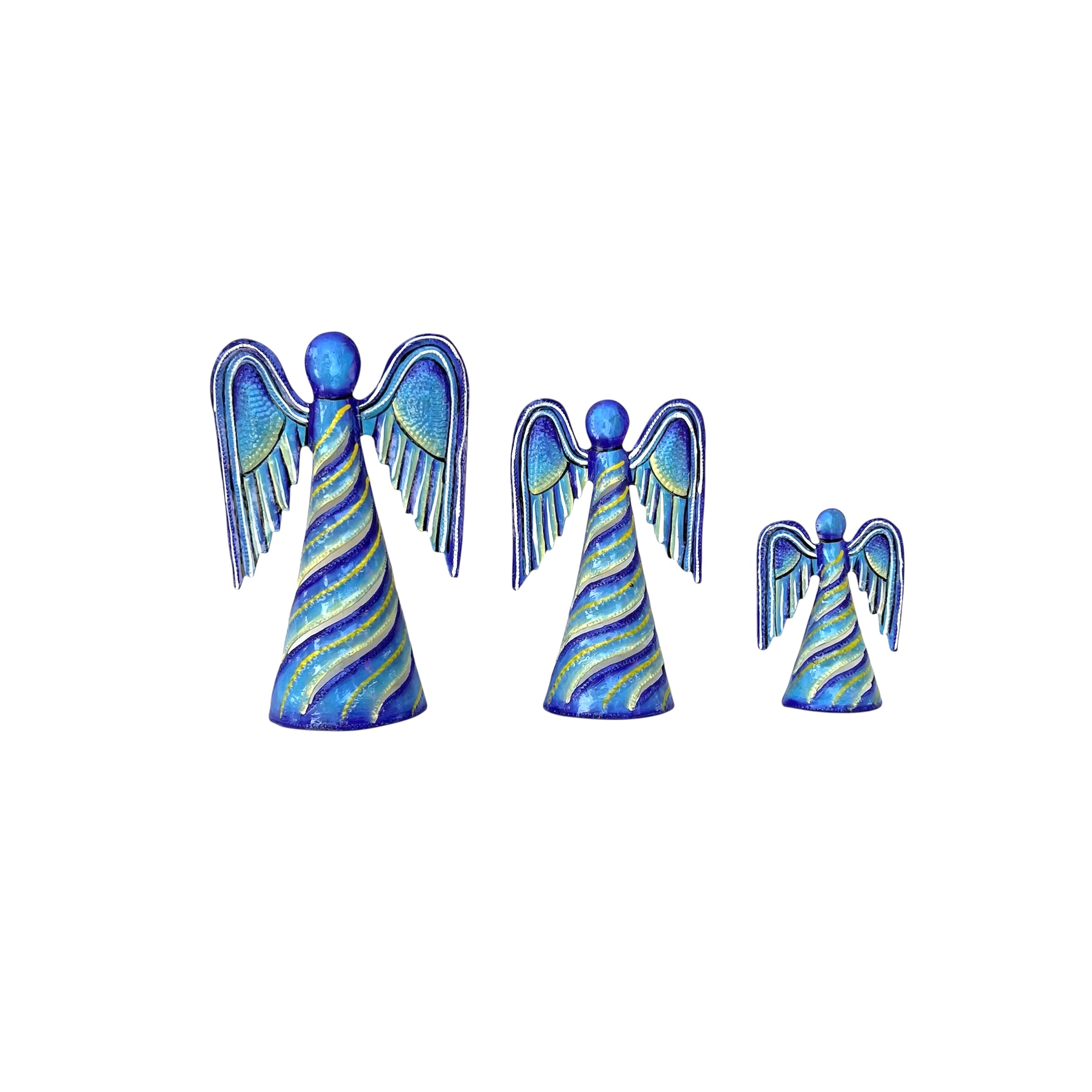 Set Of 3 Blue Standing Angel