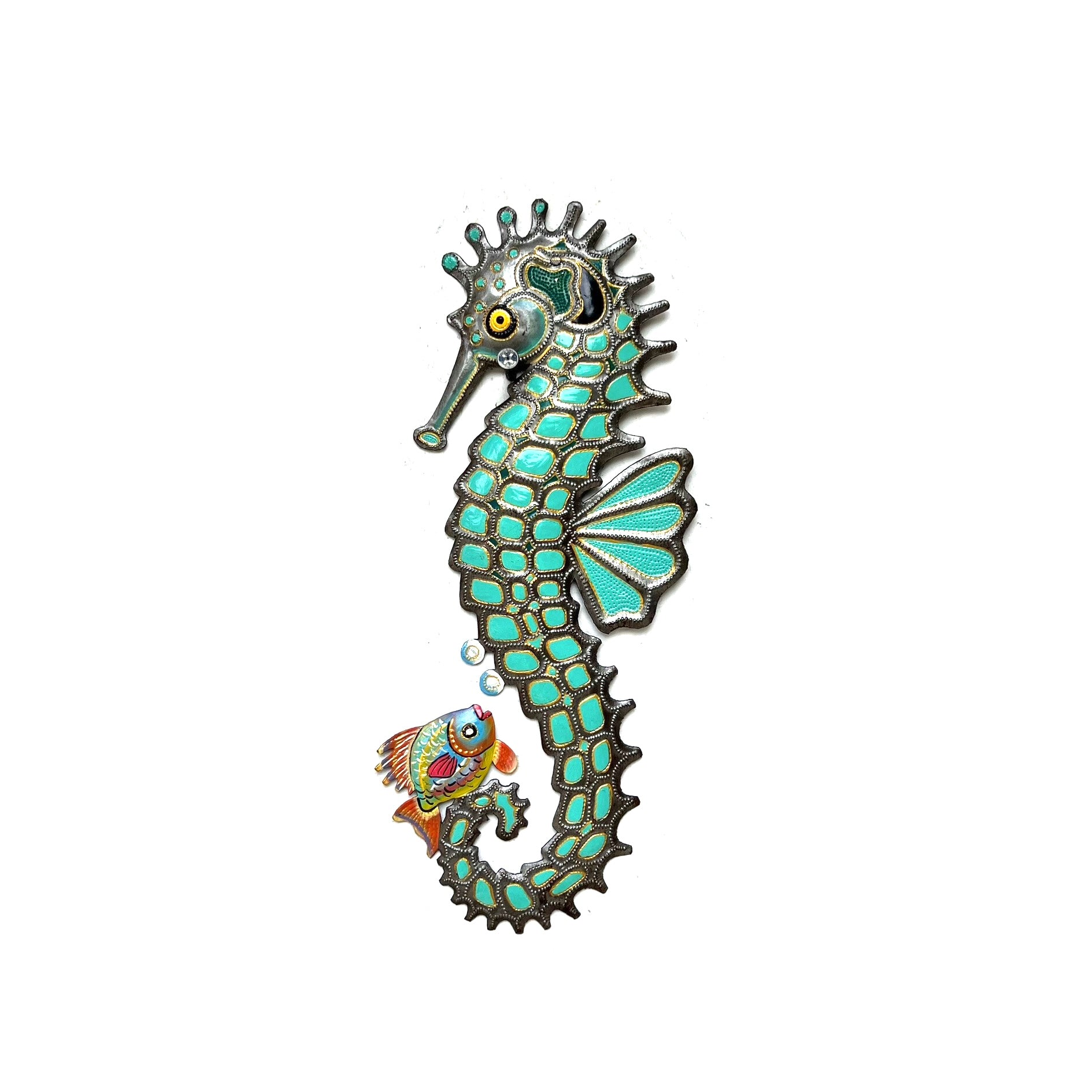 Turquoise Seahorse & Fish