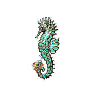 Turquoise Seahorse & Fish