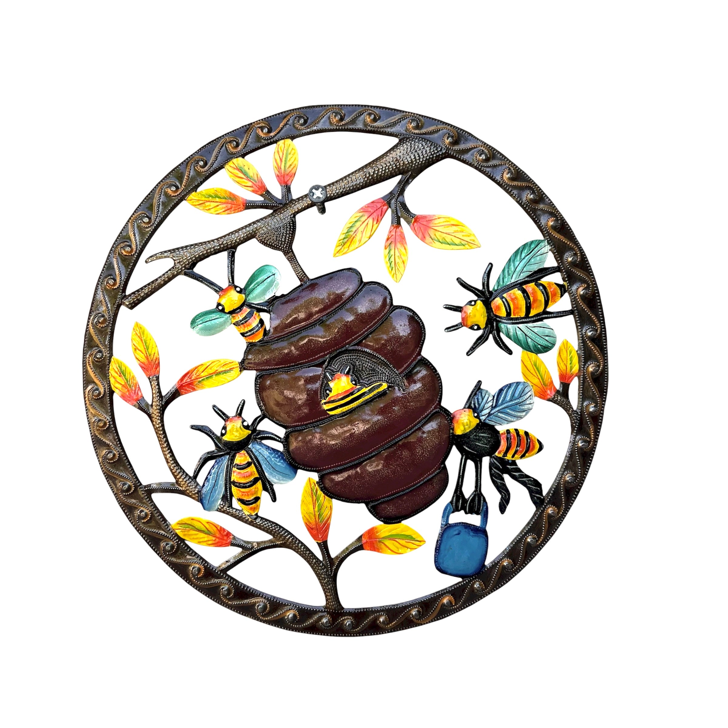 Bee & Flowers With Honey Nest