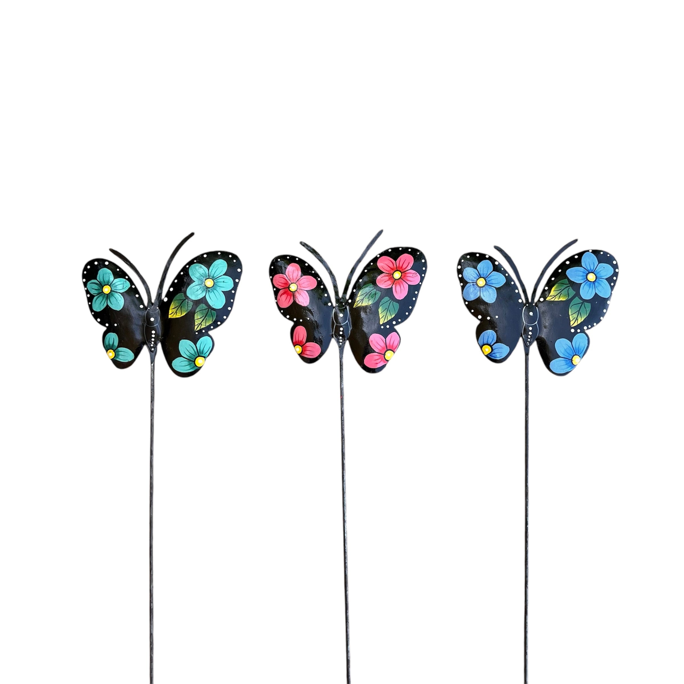 Painted Butterfly Garden Stake ( Set Of 3) #1