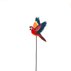 Flying Painted Parrot Garden Stake