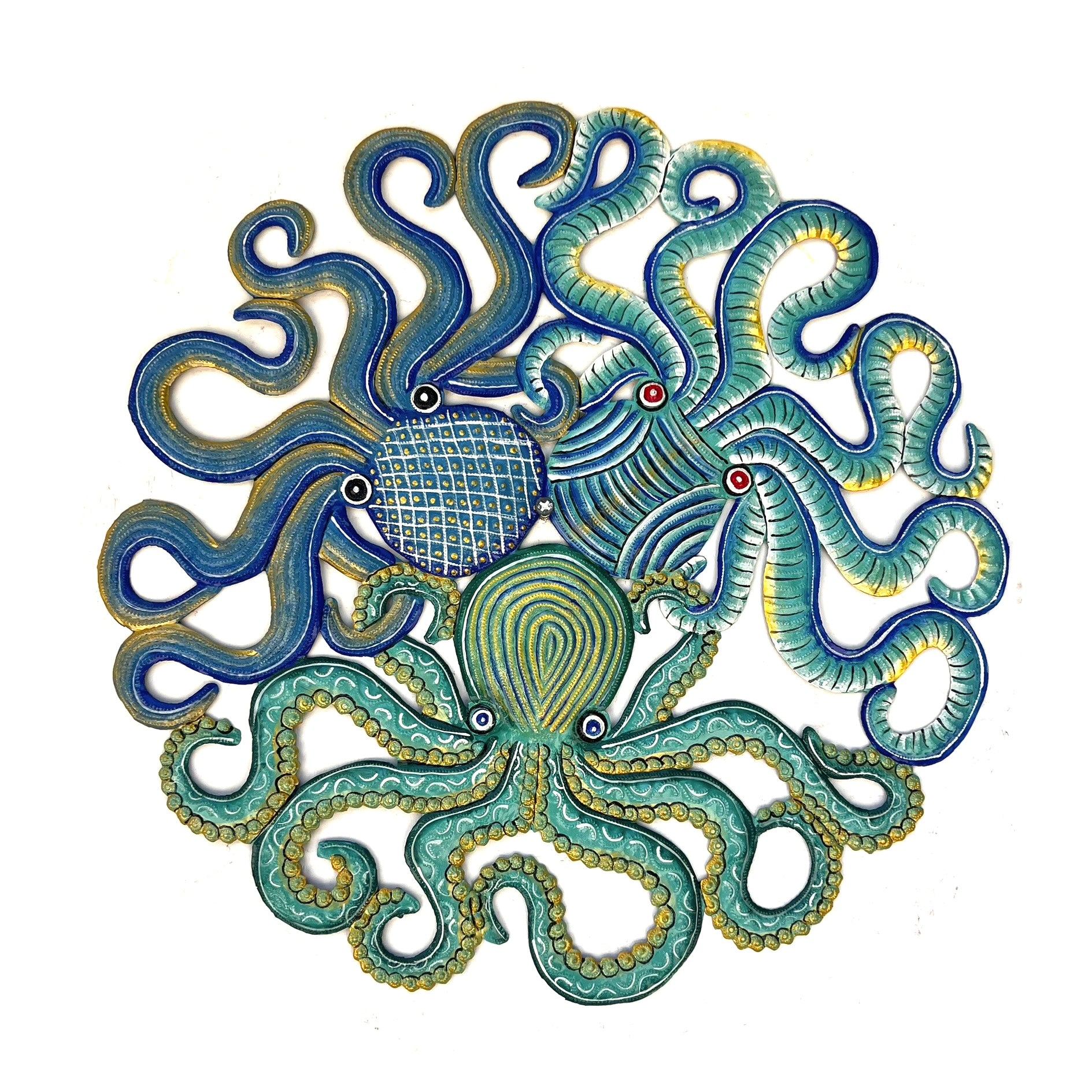 Three Large Octopus- Painted