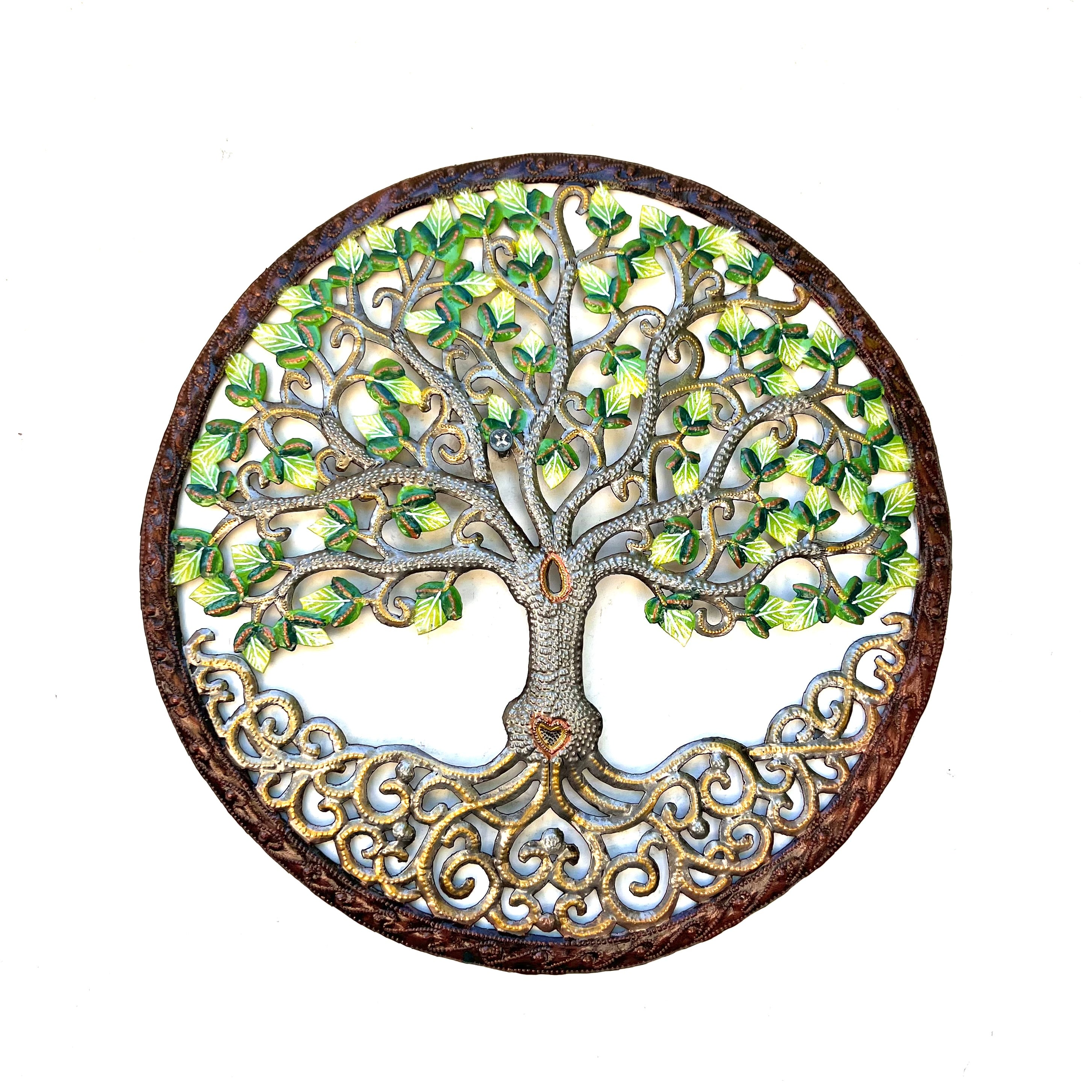Small- Bronze Circle Green Tree