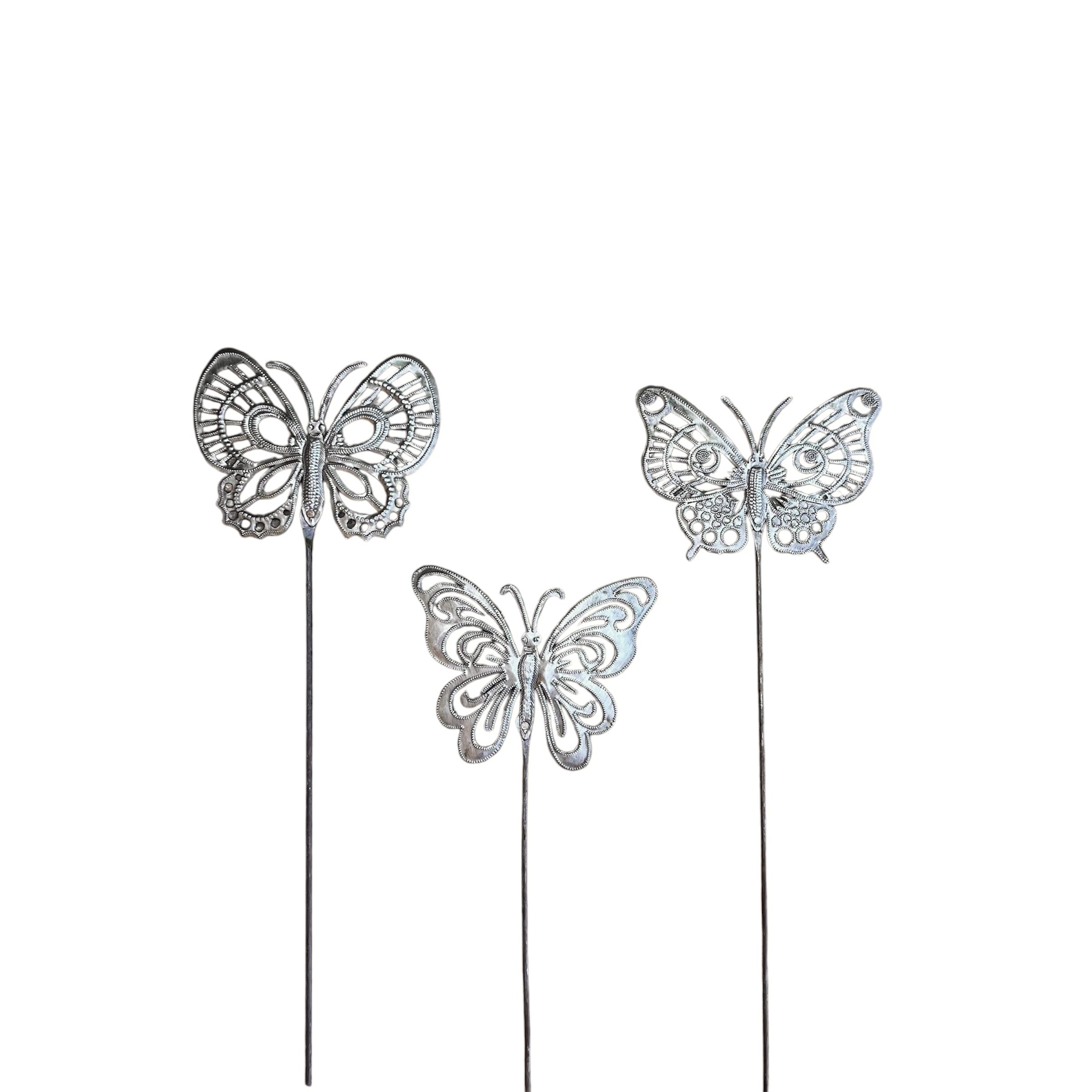 Set of 3 Simple Butterfly Garden Stake